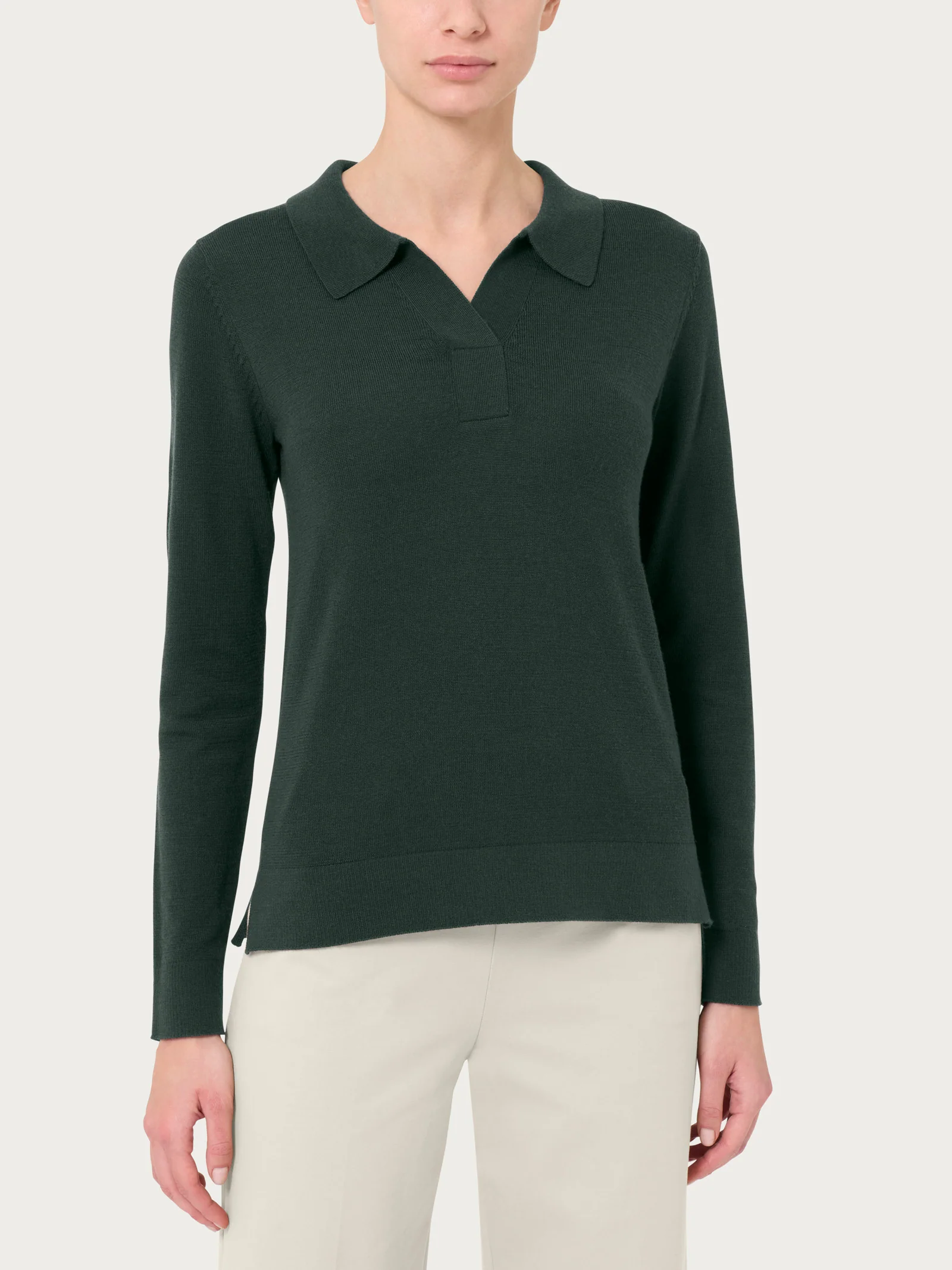Polo in Merino Soft - Kombu Green