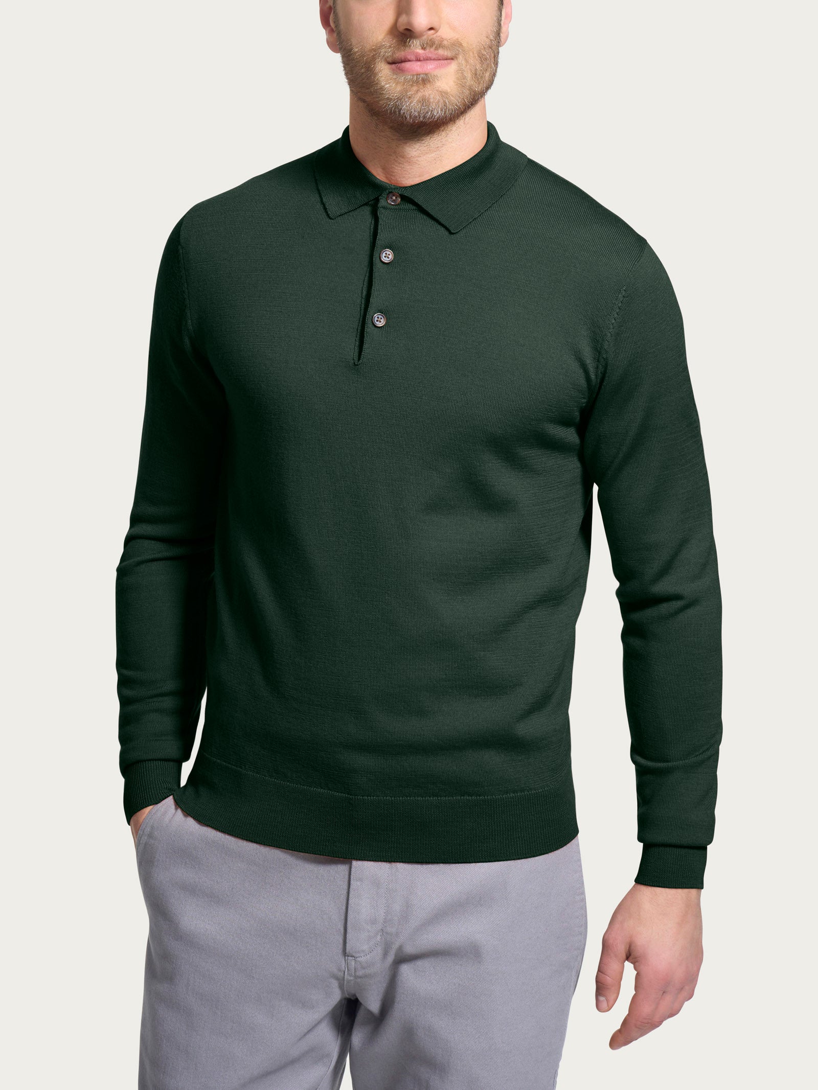 Polo in Merino Soft - Kombu Green