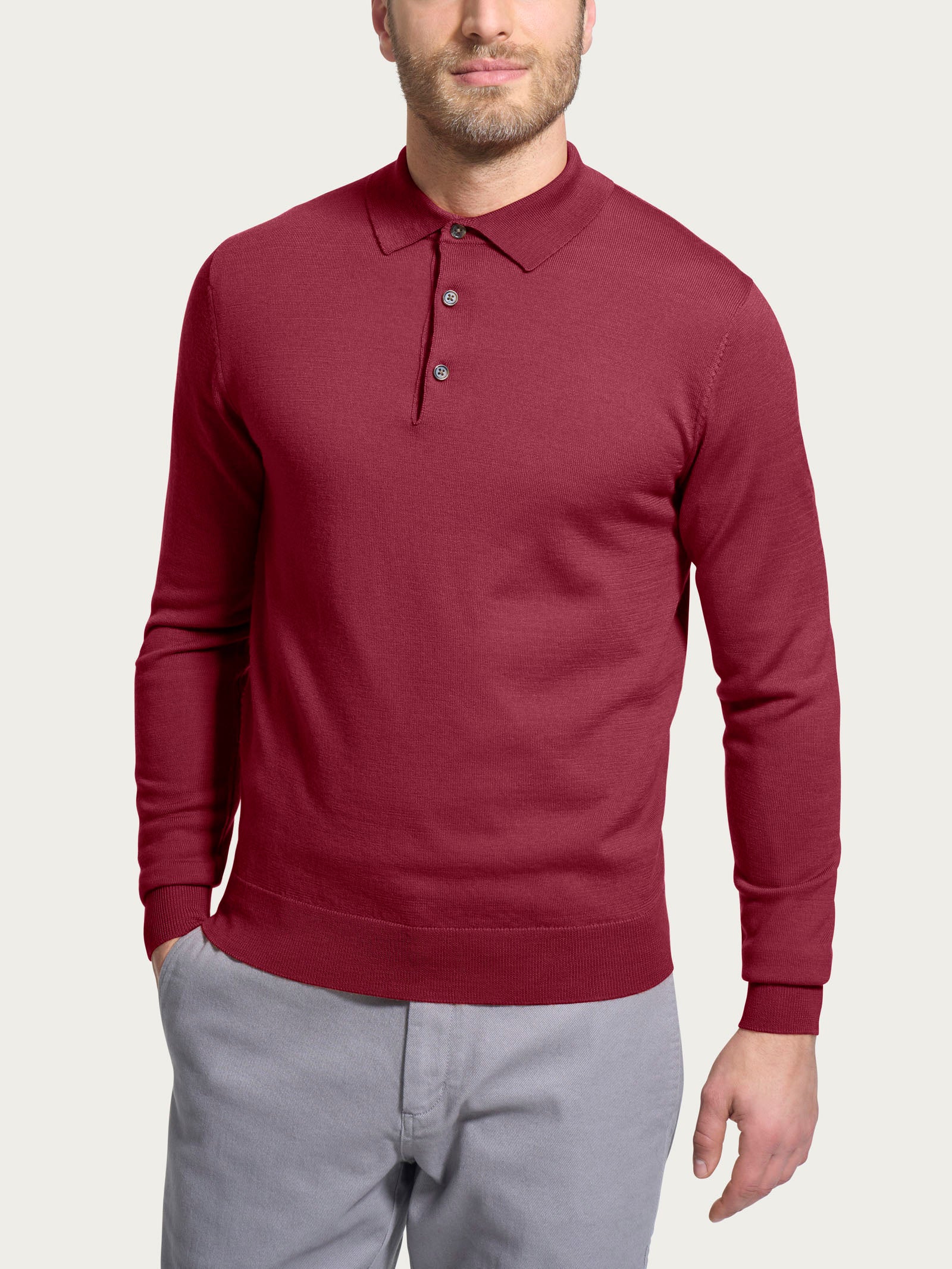 Polo in Merino Soft - Tibetan Red
