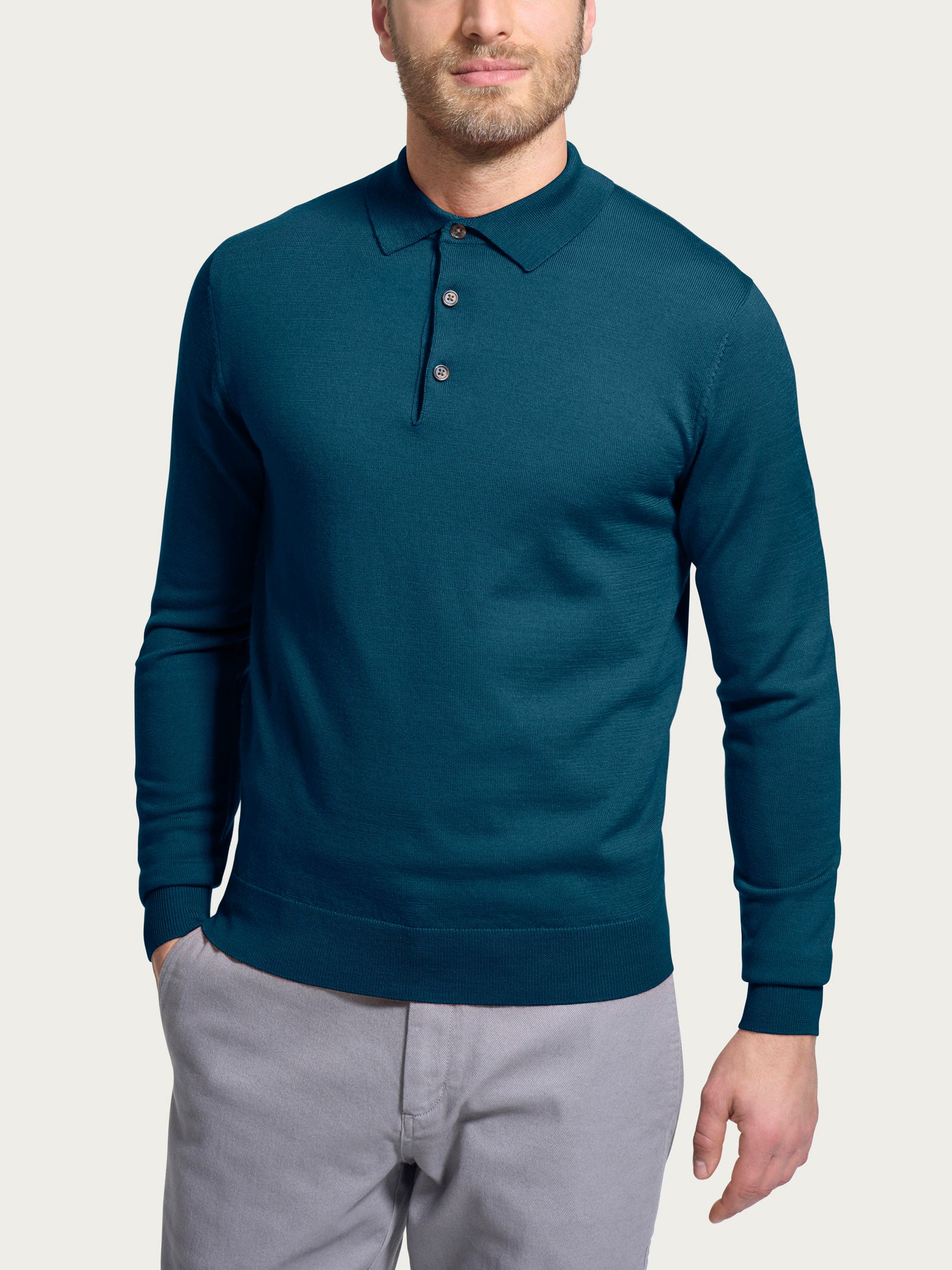 Polo in Merino Soft - Reflecting Pond