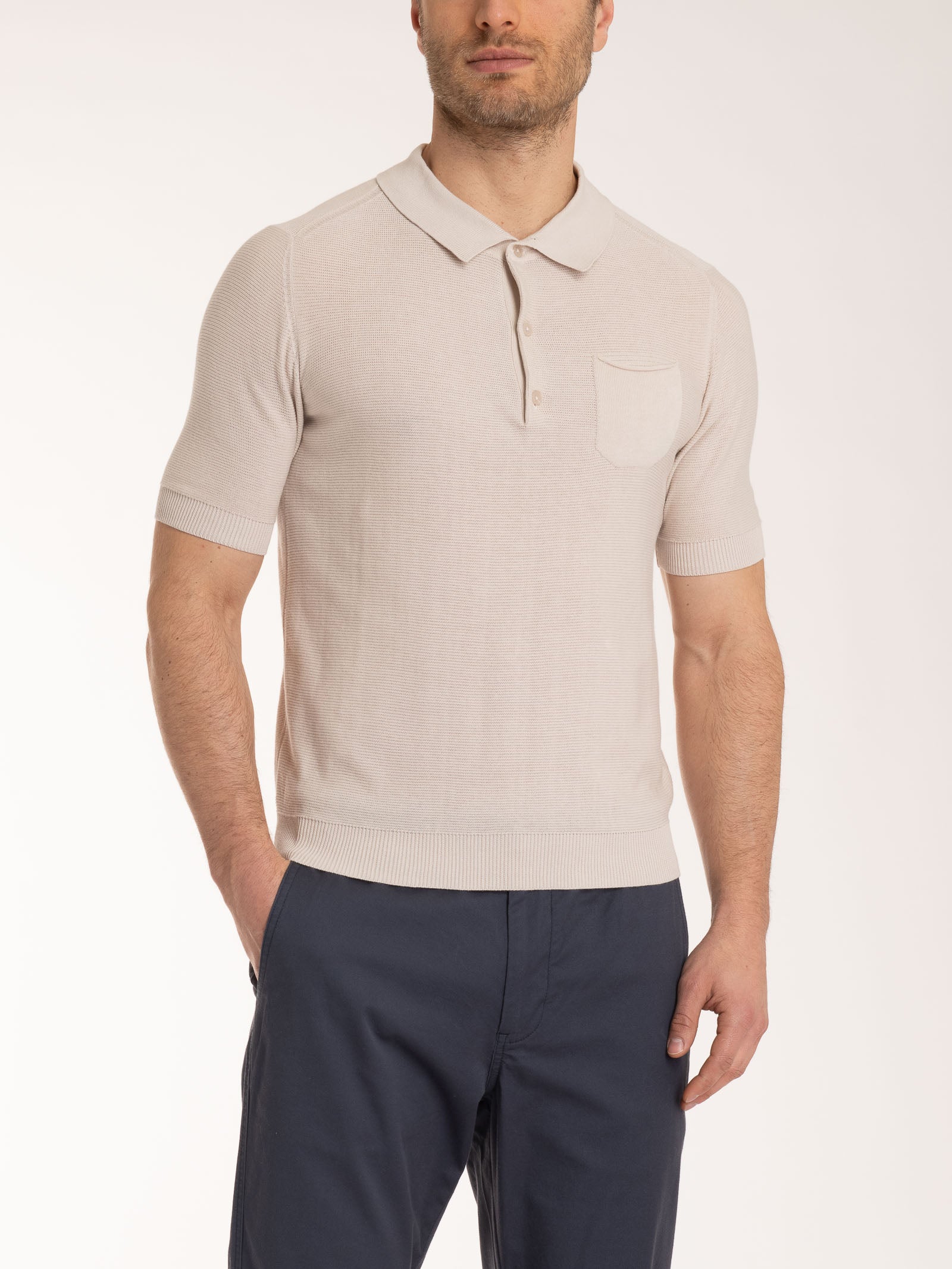 Polo Punto Links in puro cotone - Champignon