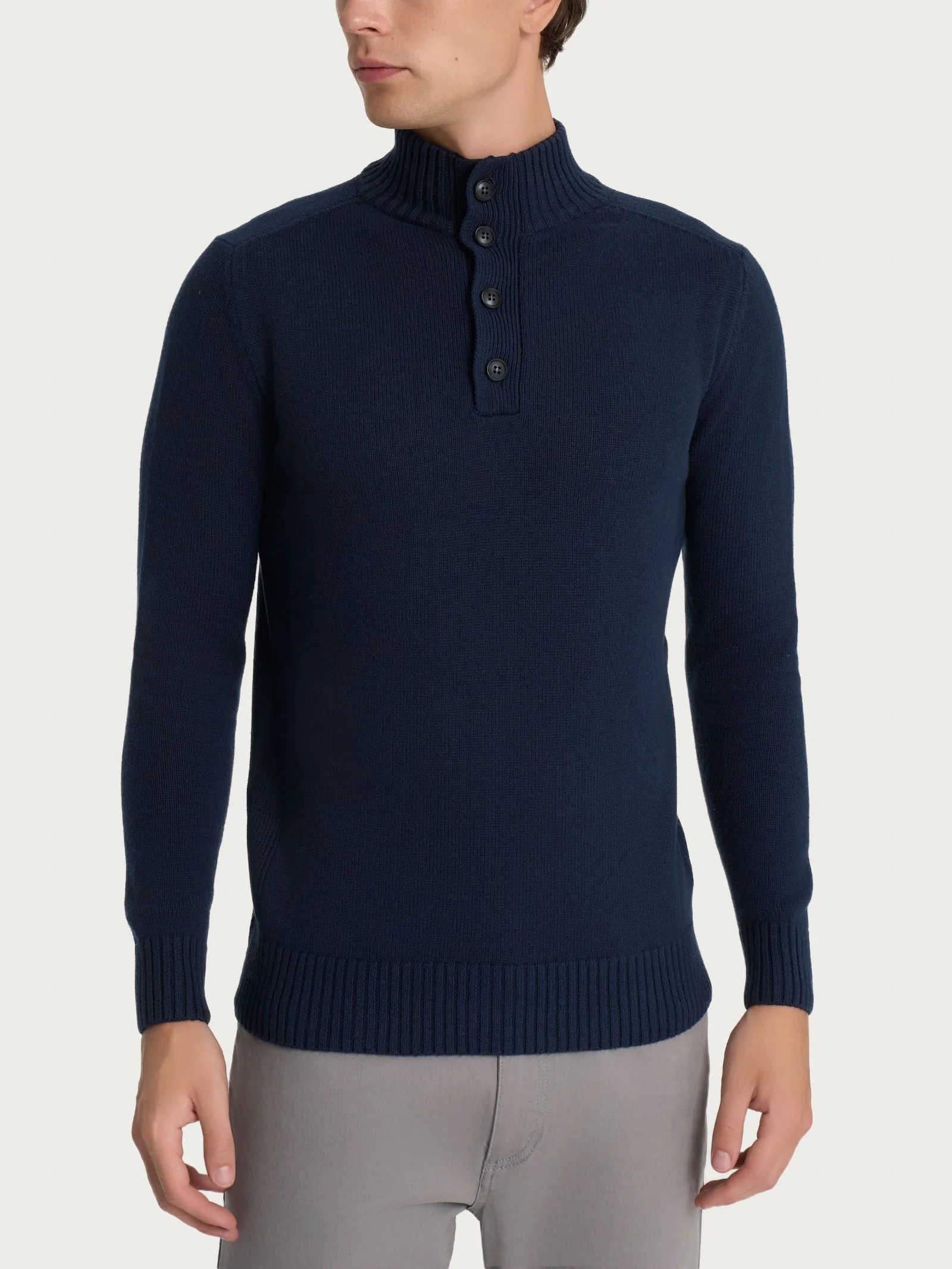 Pull con bottoni in Nice Wool - Bleu