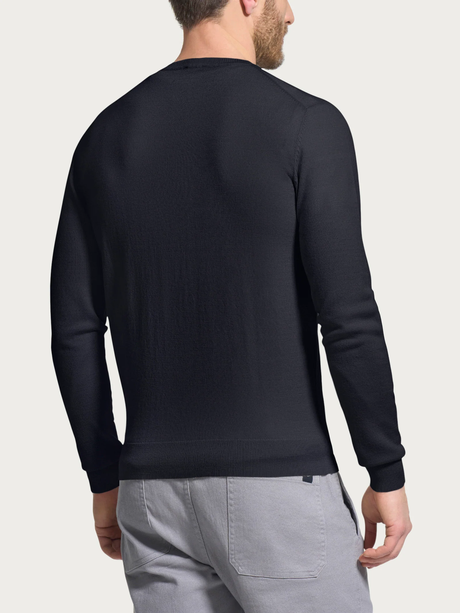 Pull girocollo a maglia unita in Merino Soft - Nero - Image 2