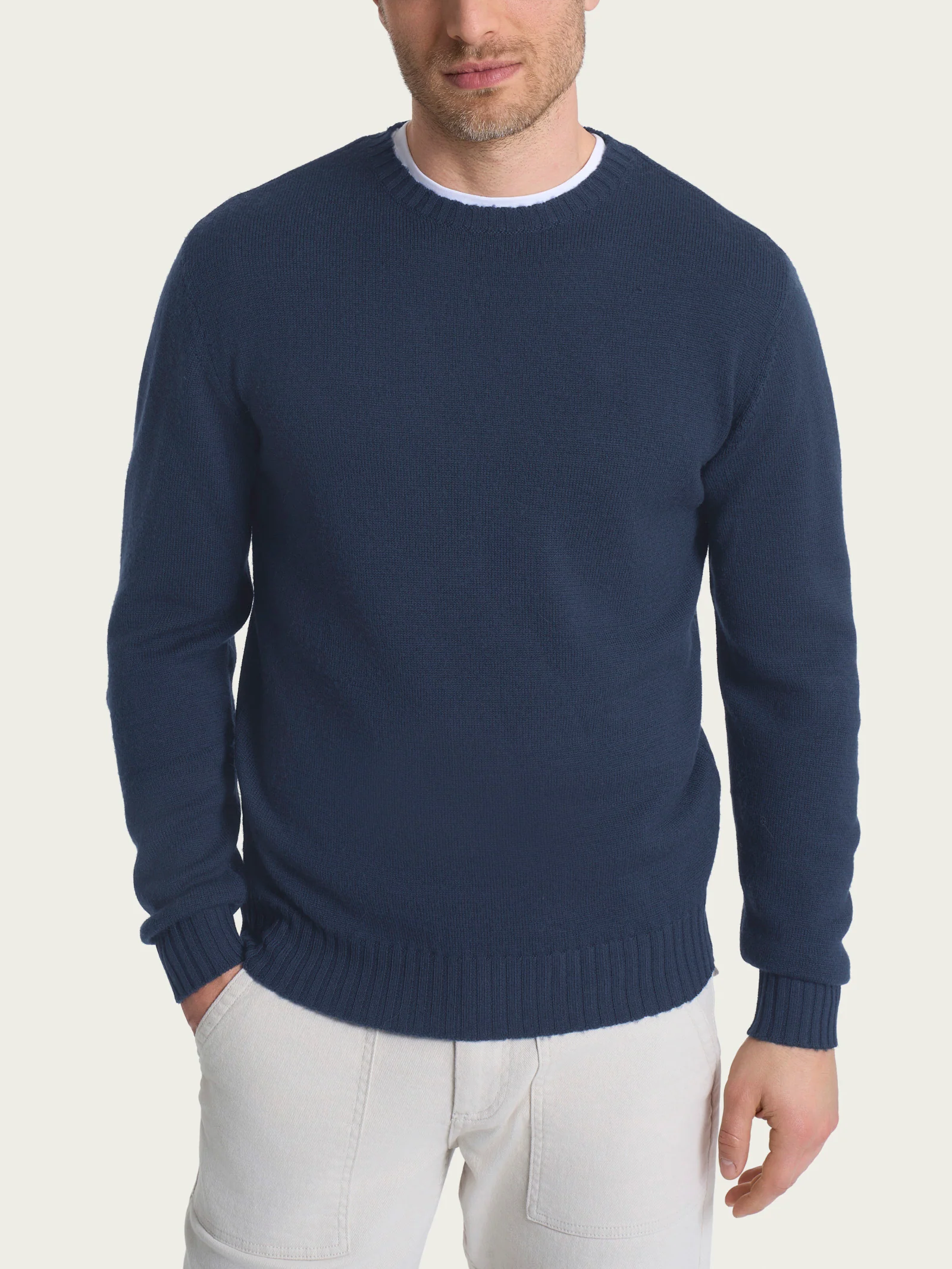 Pull girocollo in Merino Soft - Indigo