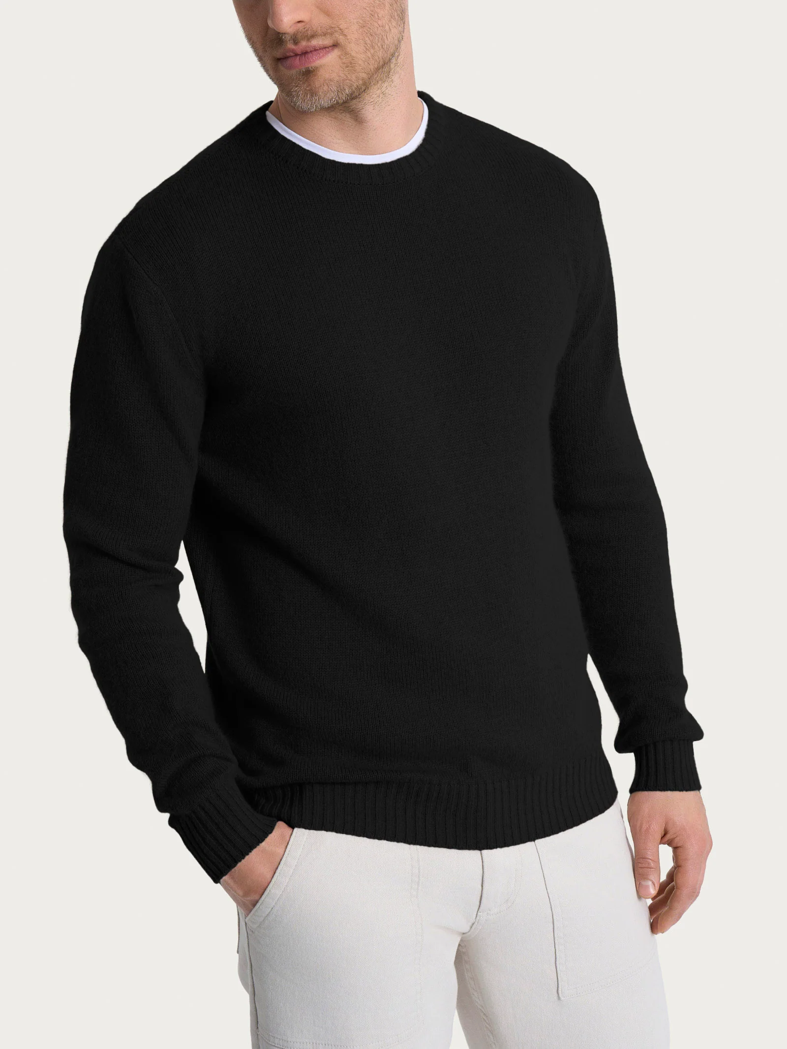 Pull girocollo in Natural Soft - Nero