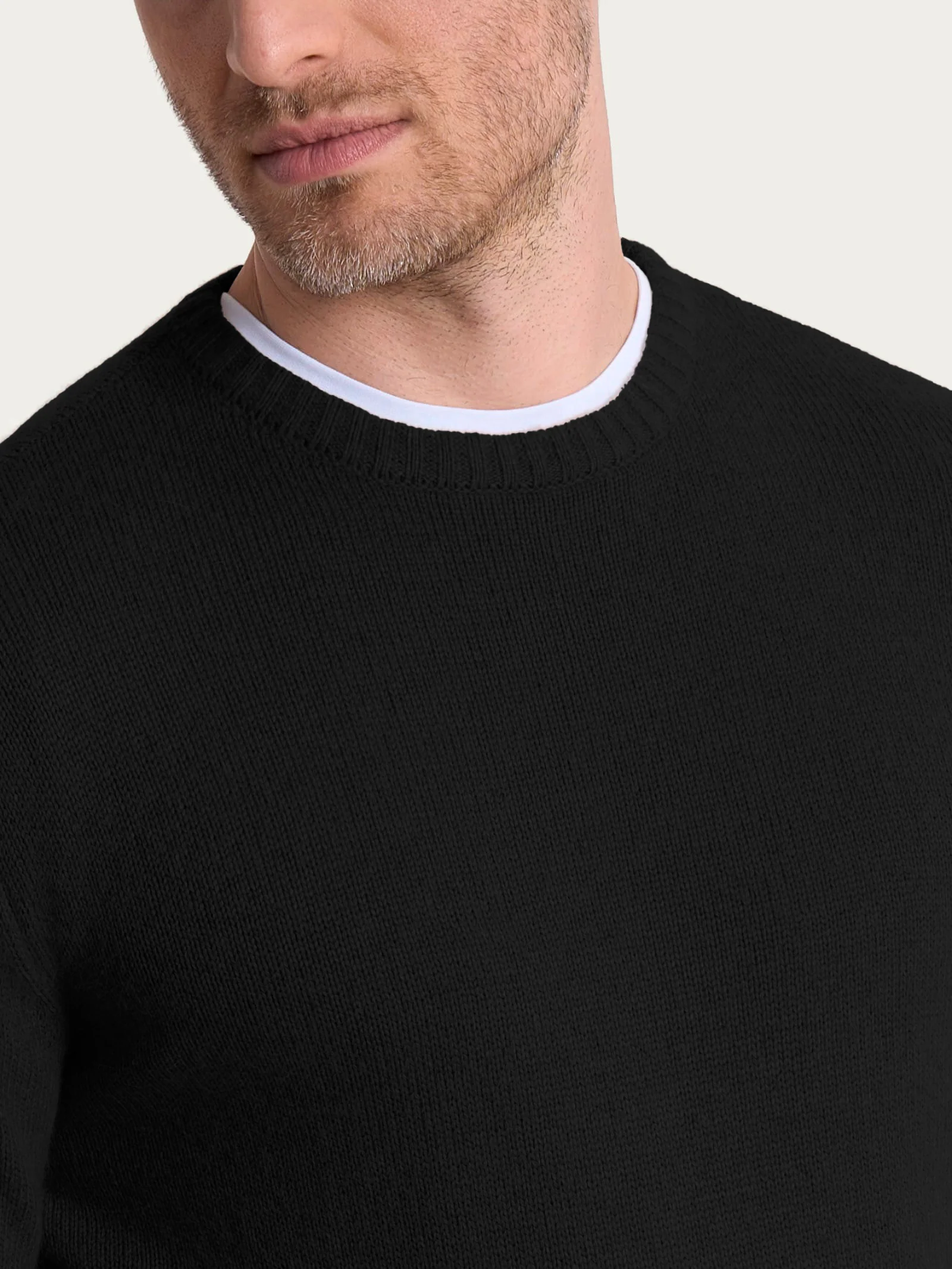 Pull girocollo in Natural Soft - Nero - Image 3