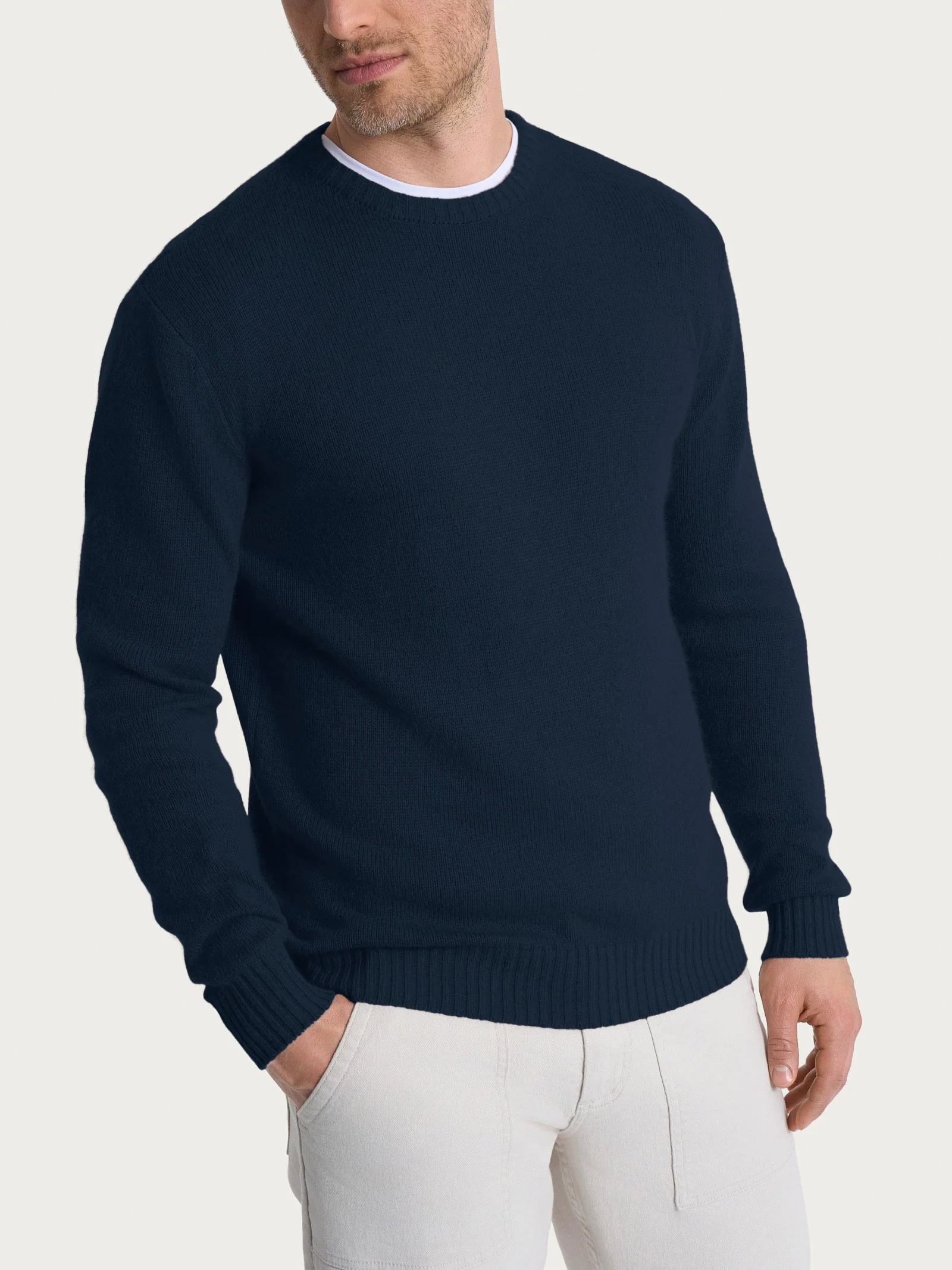 Pull girocollo in Natural Soft - Bleu