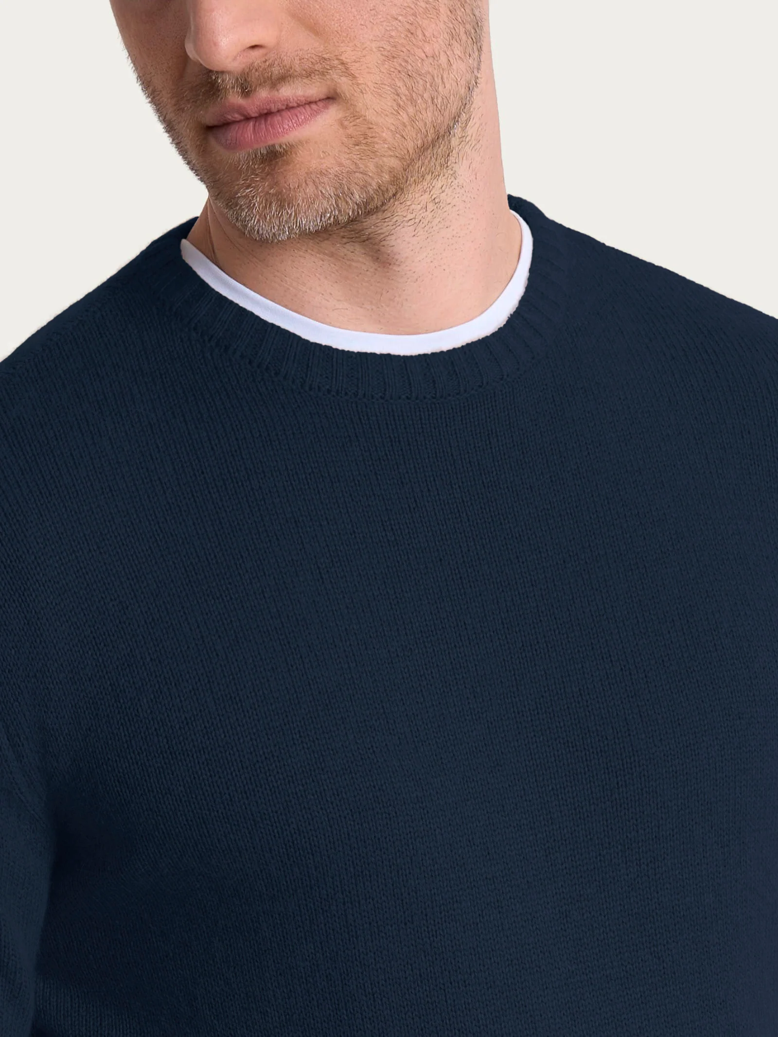 Pull girocollo in Natural Soft - Bleu - Image 3