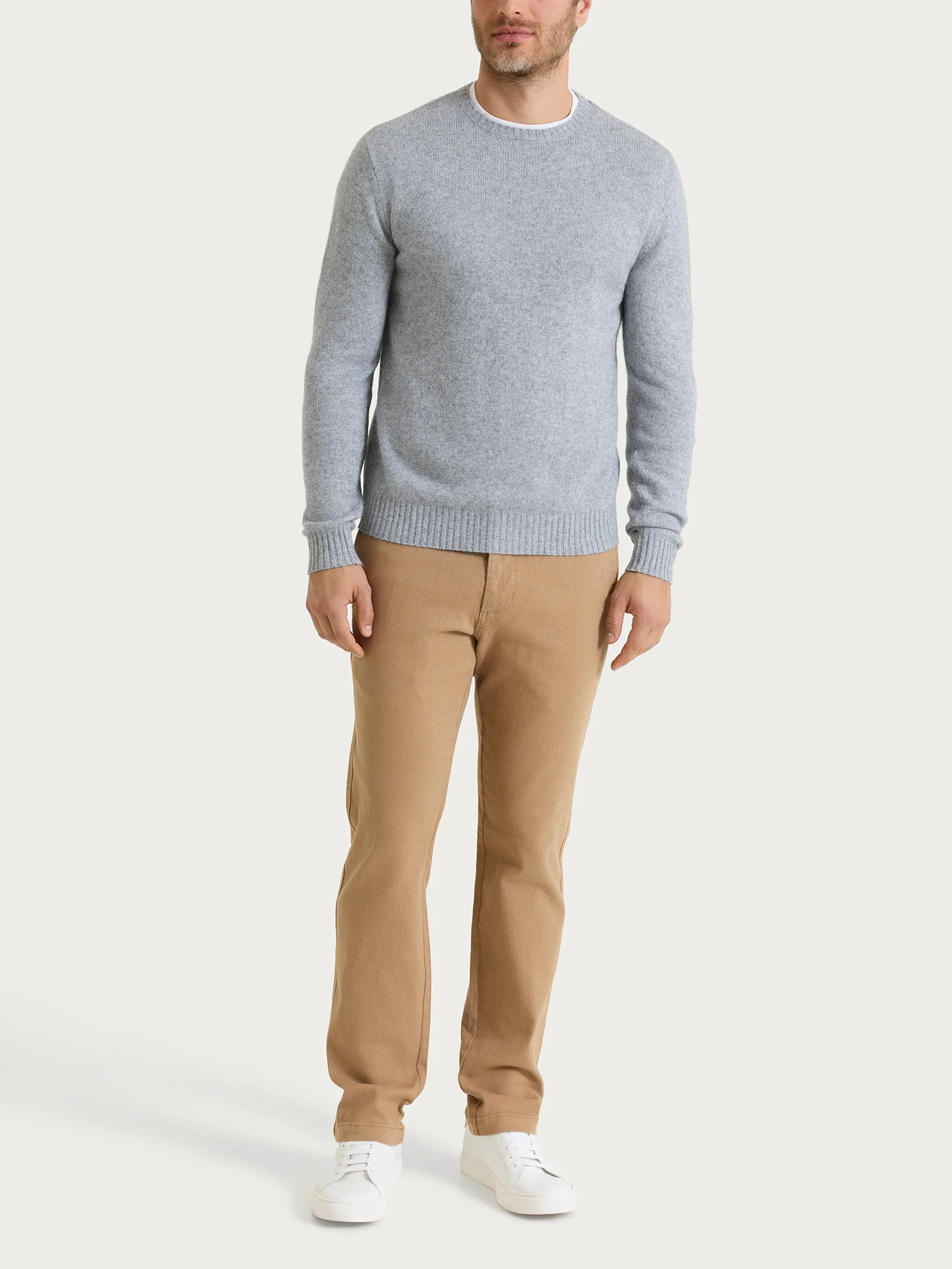 Pull girocollo in Natural Soft - Ghiaia Mel. - Image 4