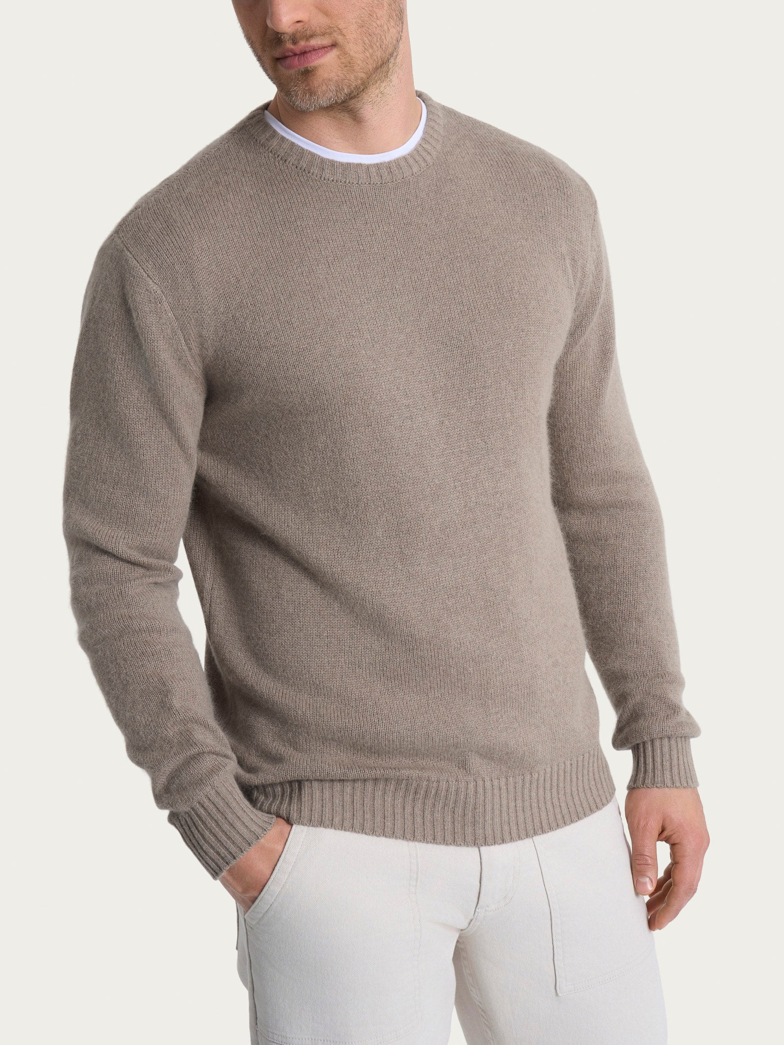 Pull girocollo in Natural Soft - Glace' Mel.