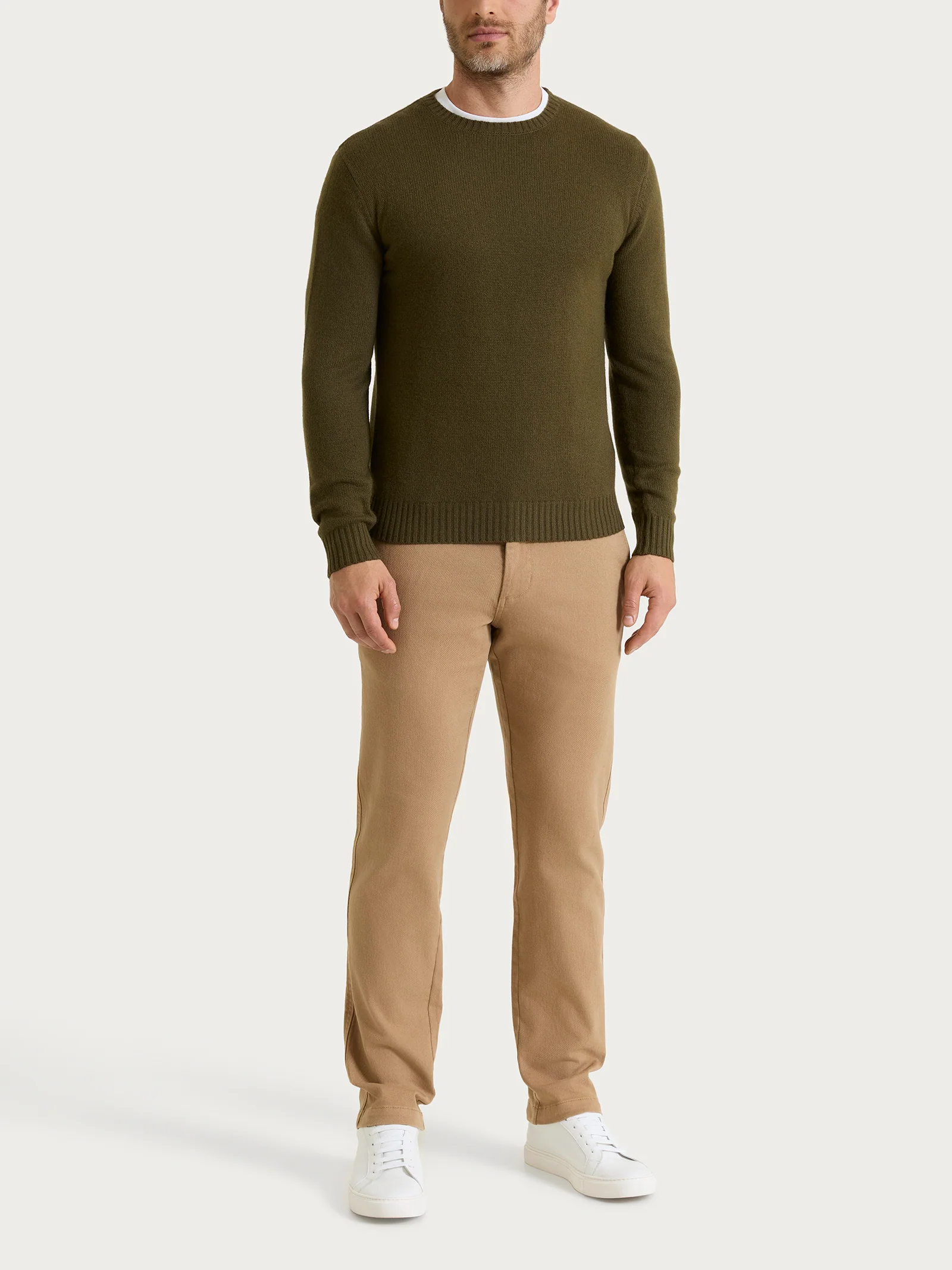Pull girocollo in Natural Soft - Dark Olive - Image 4