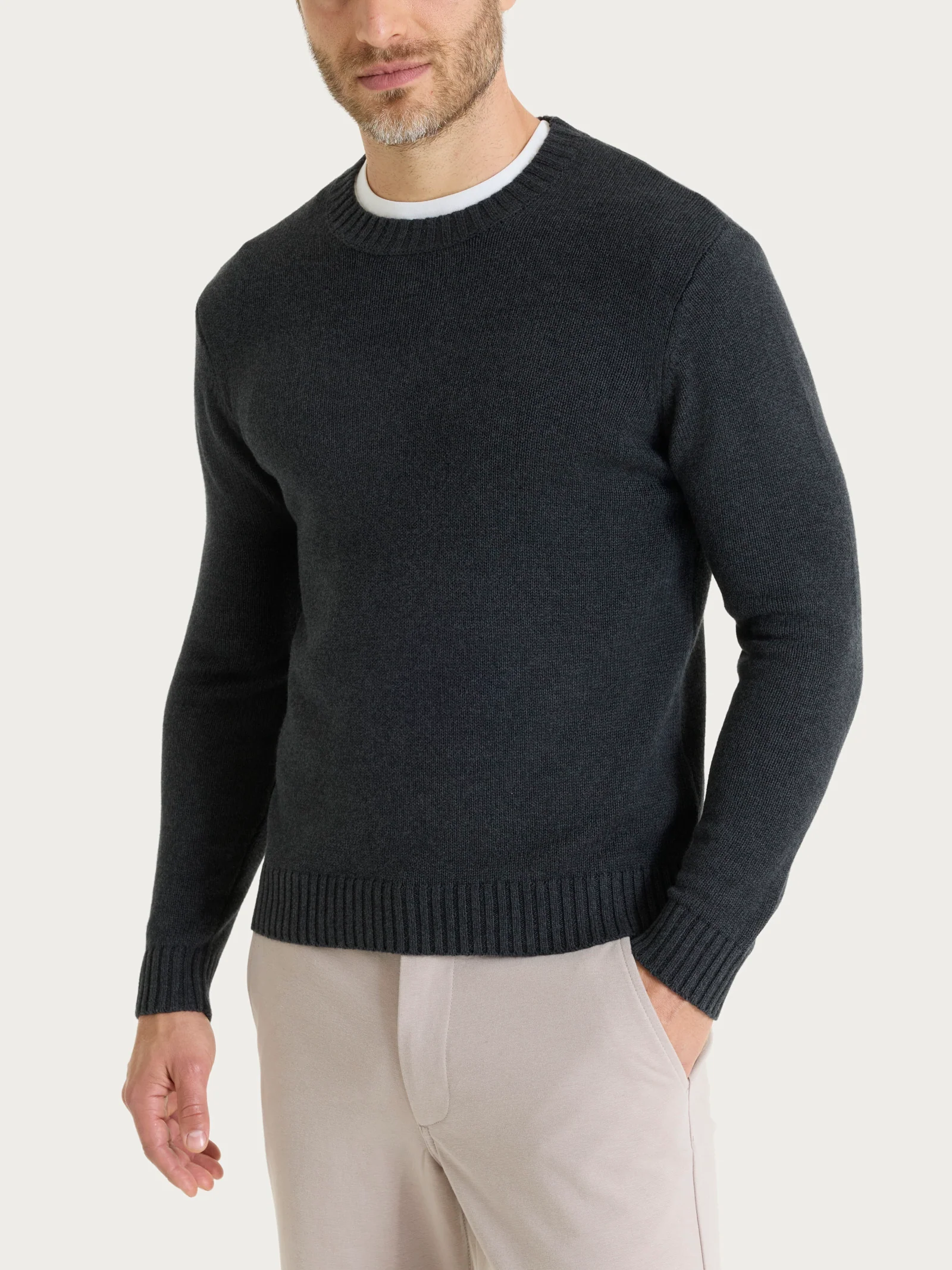 Pull girocollo in Winter Cotton - Nero Mel.