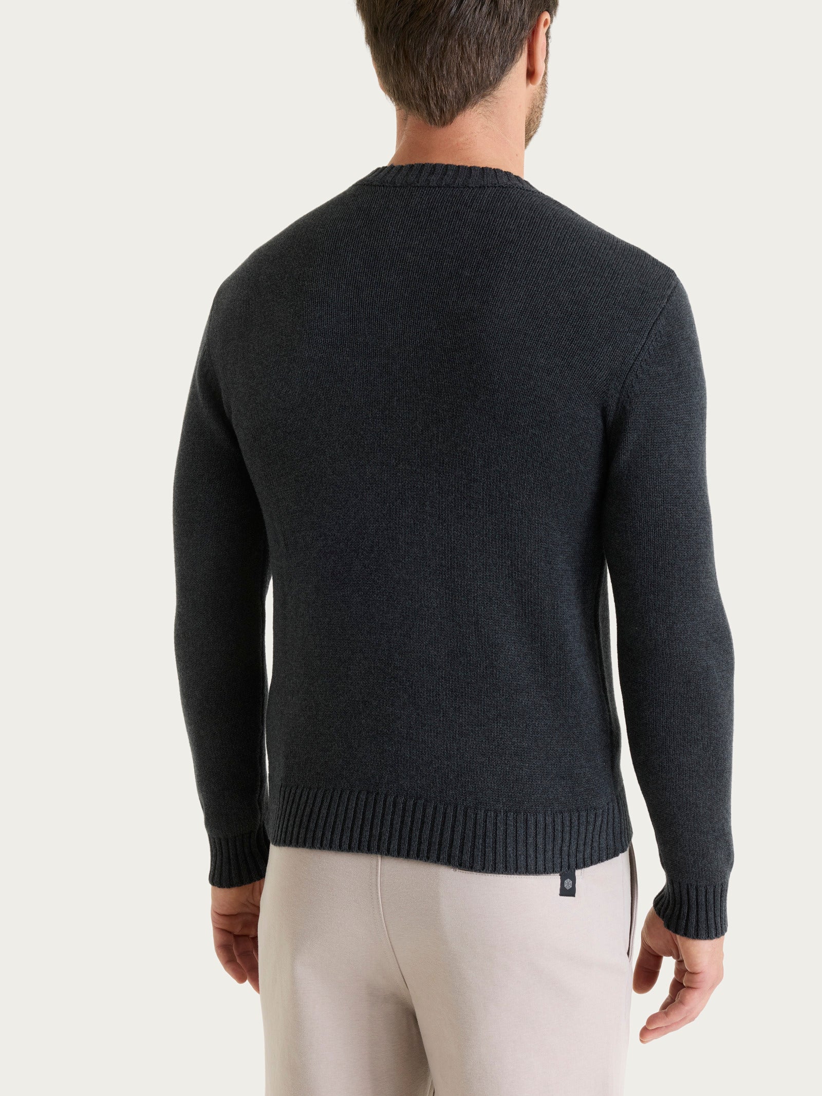 Pull girocollo in Winter Cotton - Nero Mel. - Image 2
