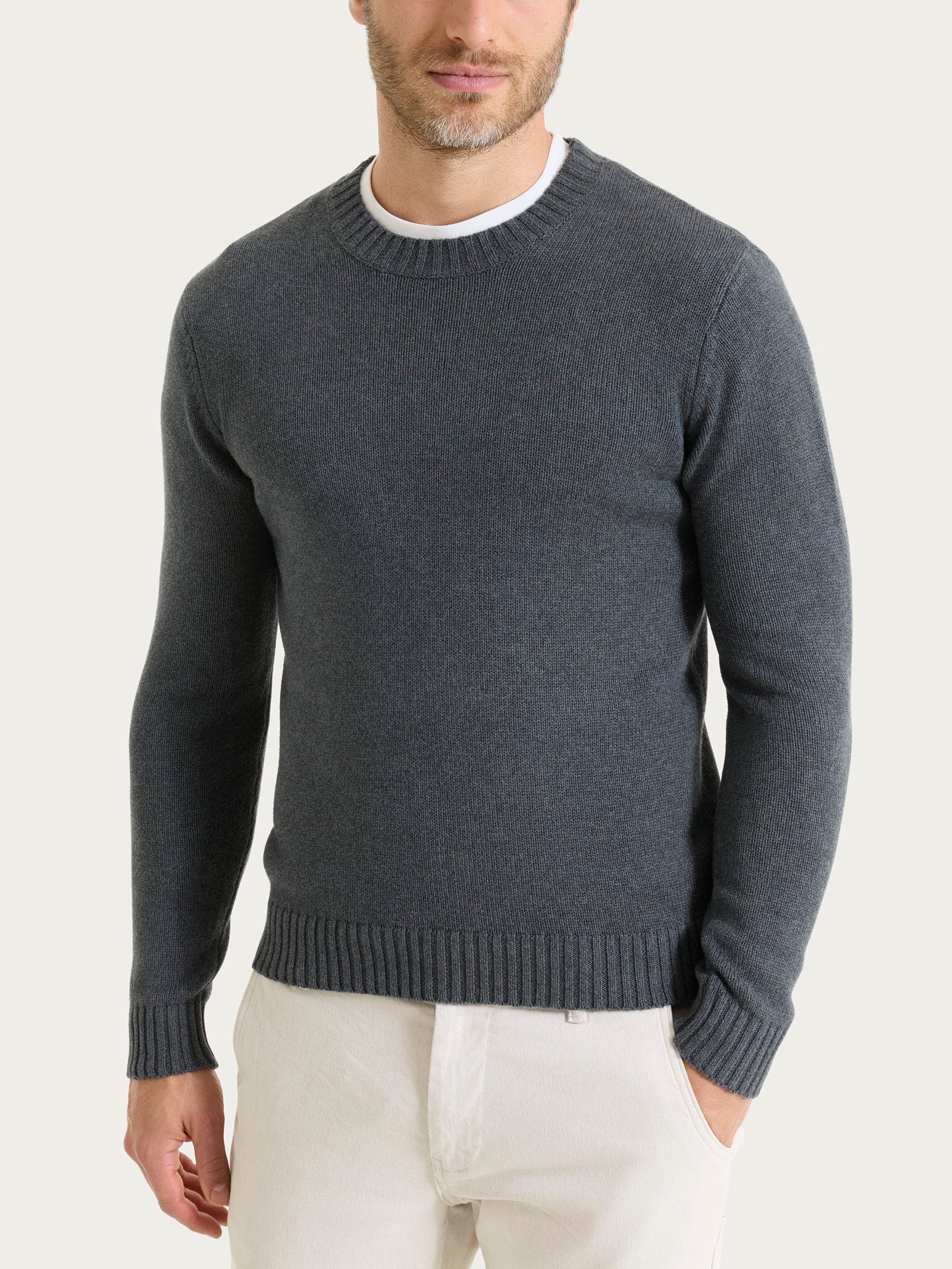 Pull girocollo in Winter Cotton - Ardesia Mel.