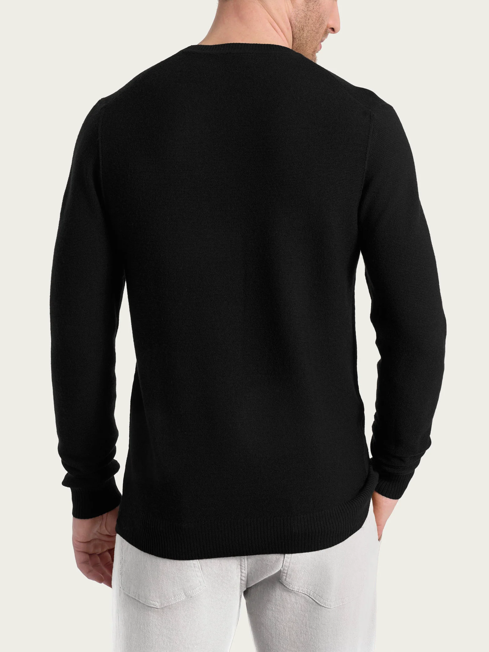 Pull girocollo Punto Links in Merino Soft - Nero - Image 2