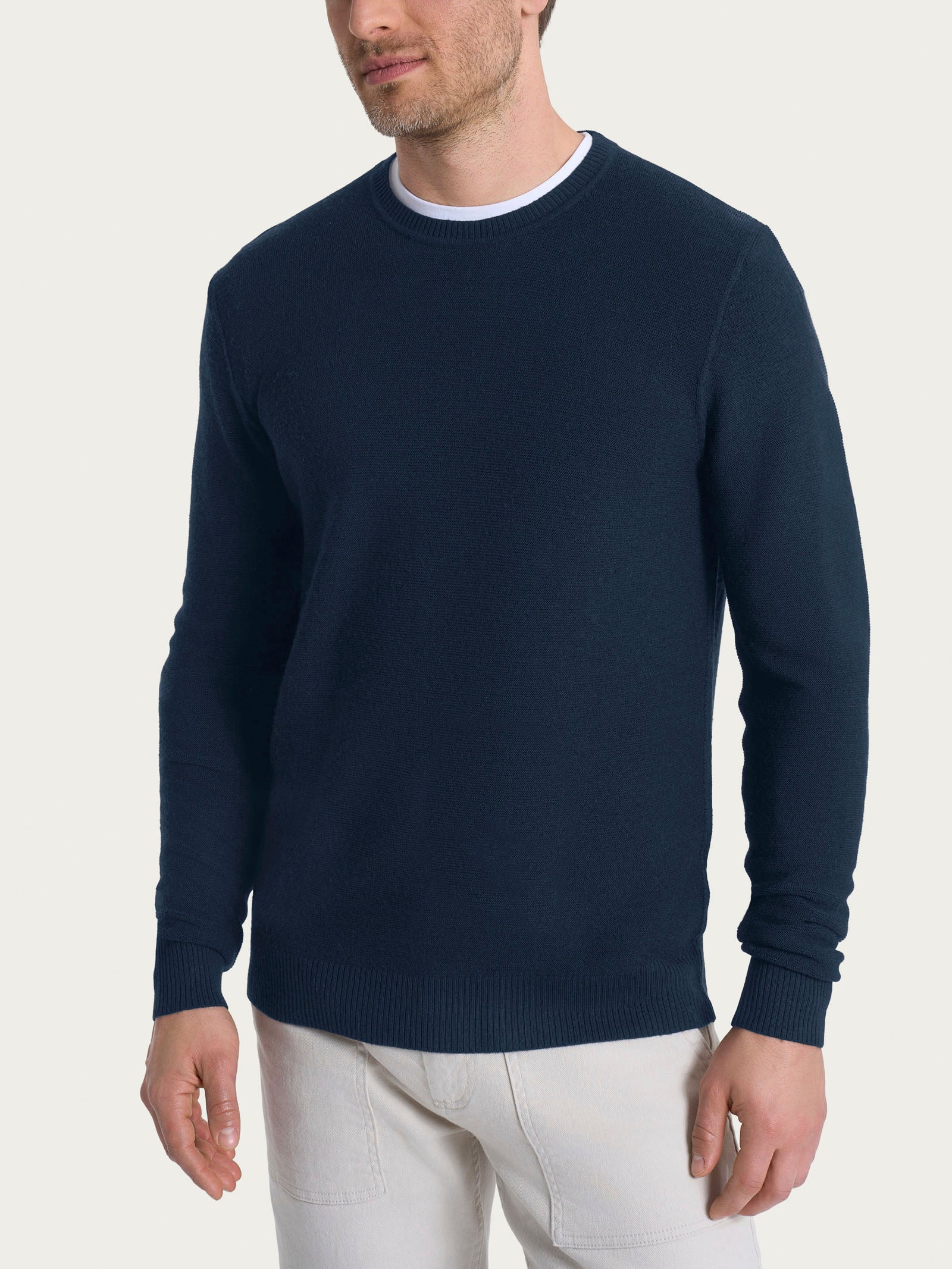 Pull girocollo Punto Links in Merino Soft - Bleu
