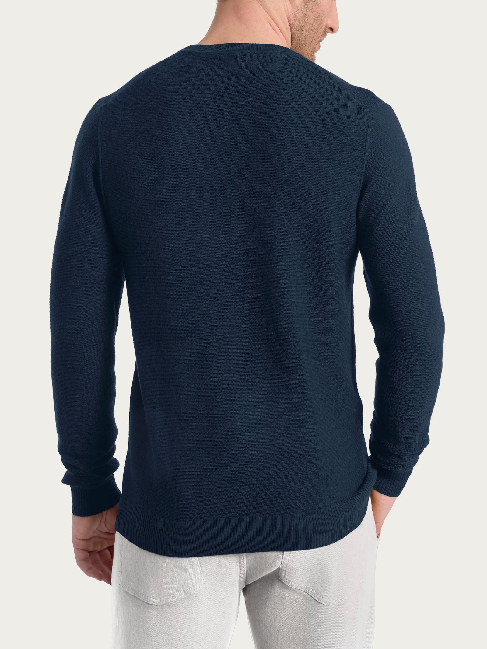 Pull girocollo Punto Links in Merino Soft - Bleu - Image 2