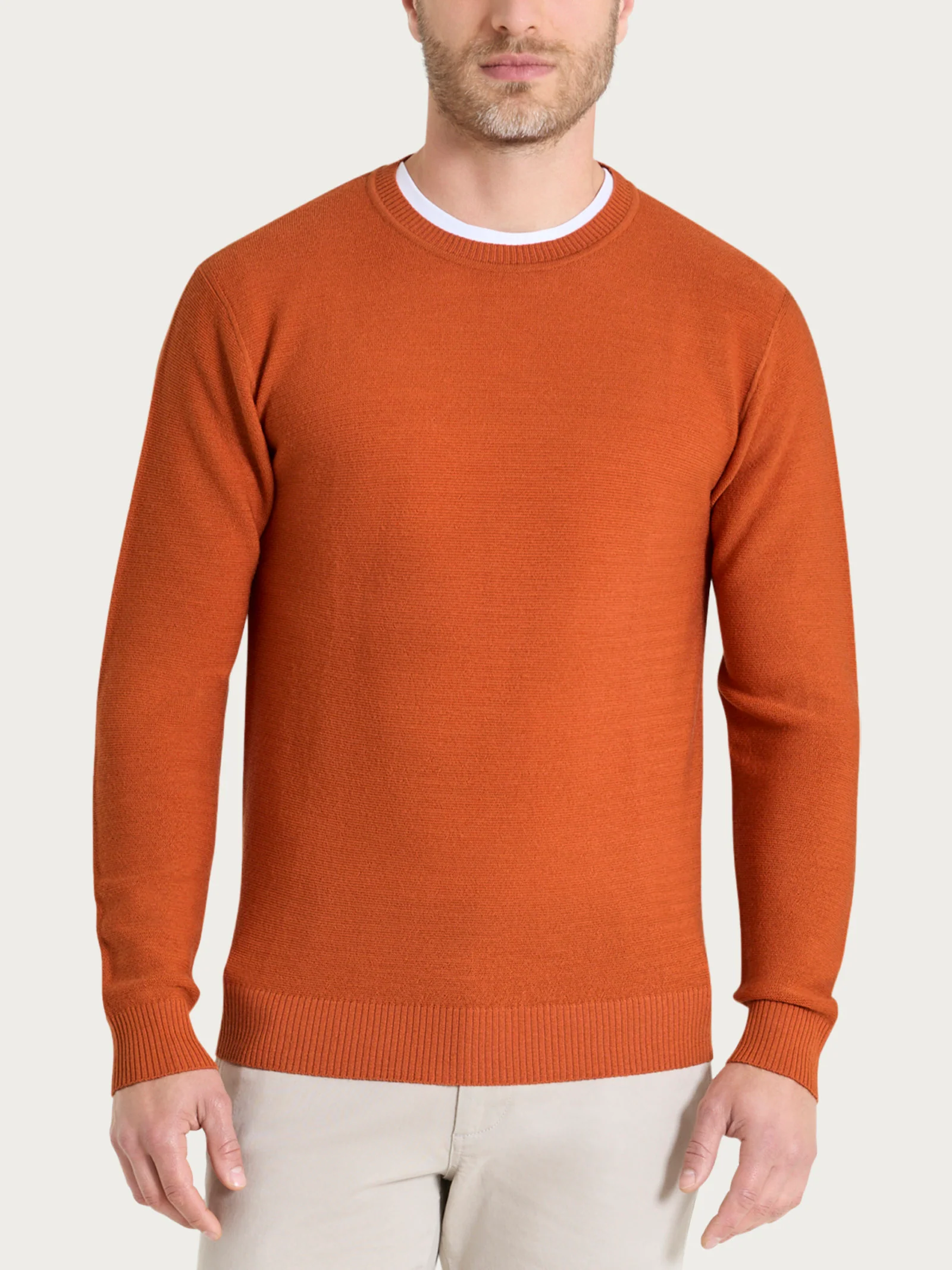 Pull girocollo Punto Links in Merino Soft - Rust