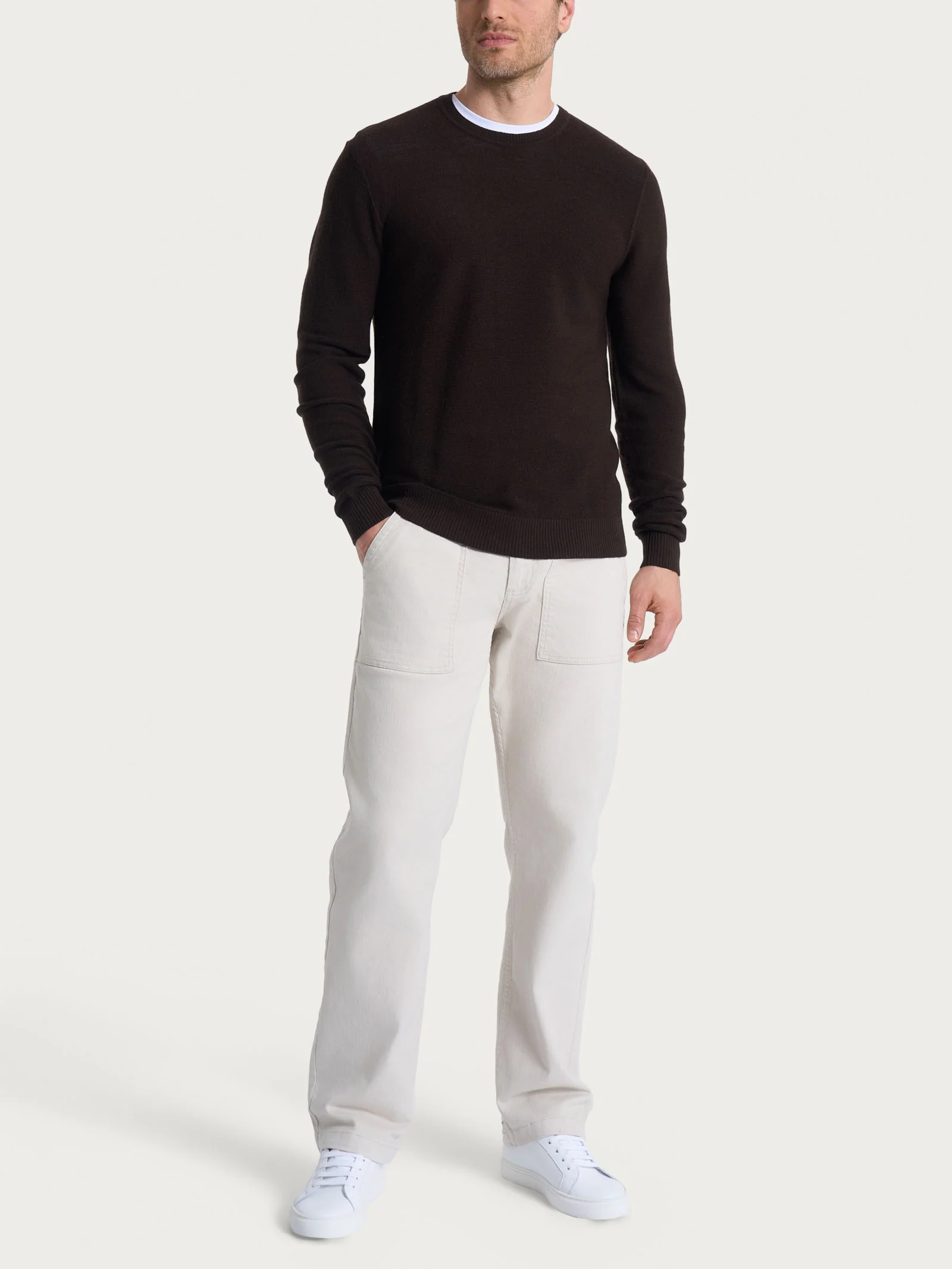 Pull girocollo Punto Links in Merino Soft - Gray Blue - Image 4