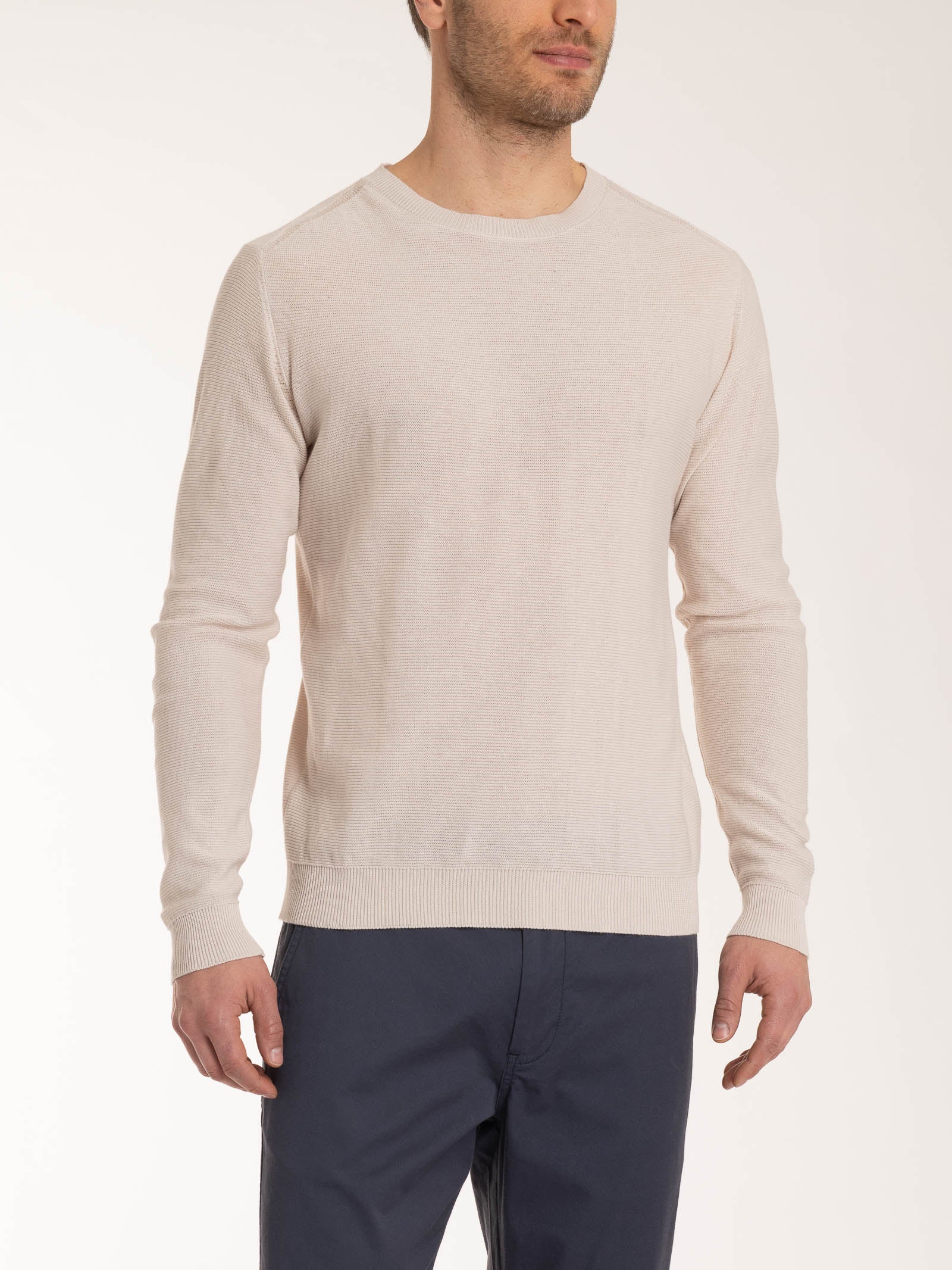Pull girocollo Punto Links in puro cotone - Champignon