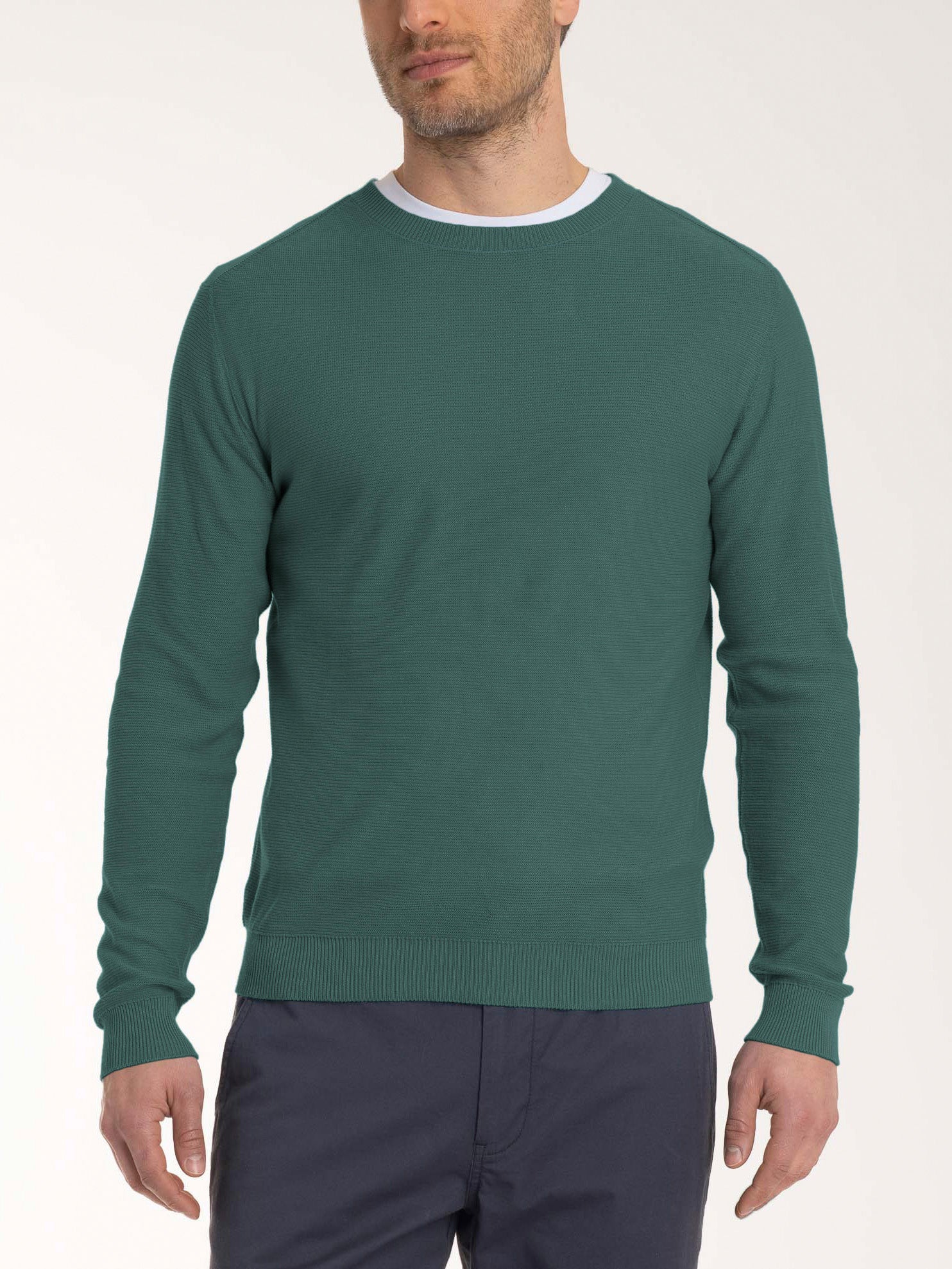 Pull girocollo Punto Links in puro cotone - Dark Forest