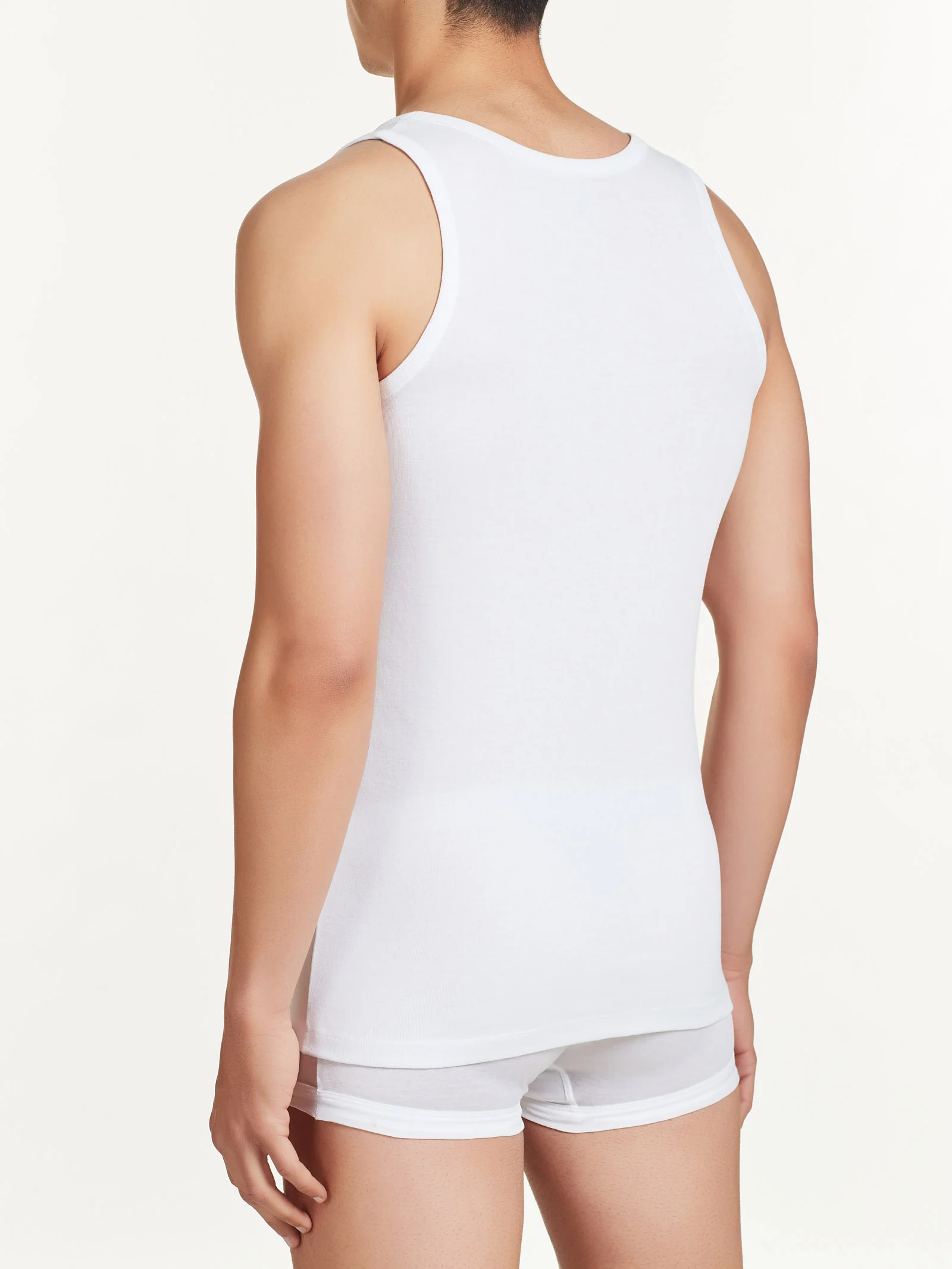 Rib - Canottiera spalla larga in maglia unita di cotone - White - Image 3