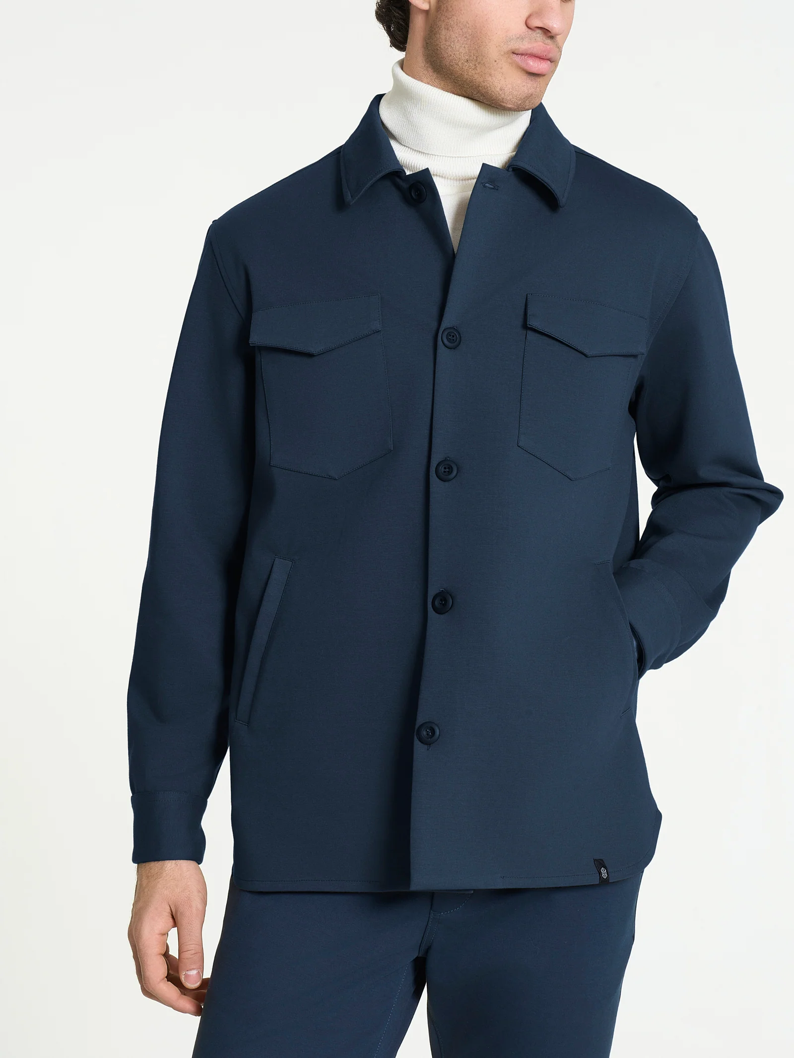 Shacket in Cotton Compact - Bleu
