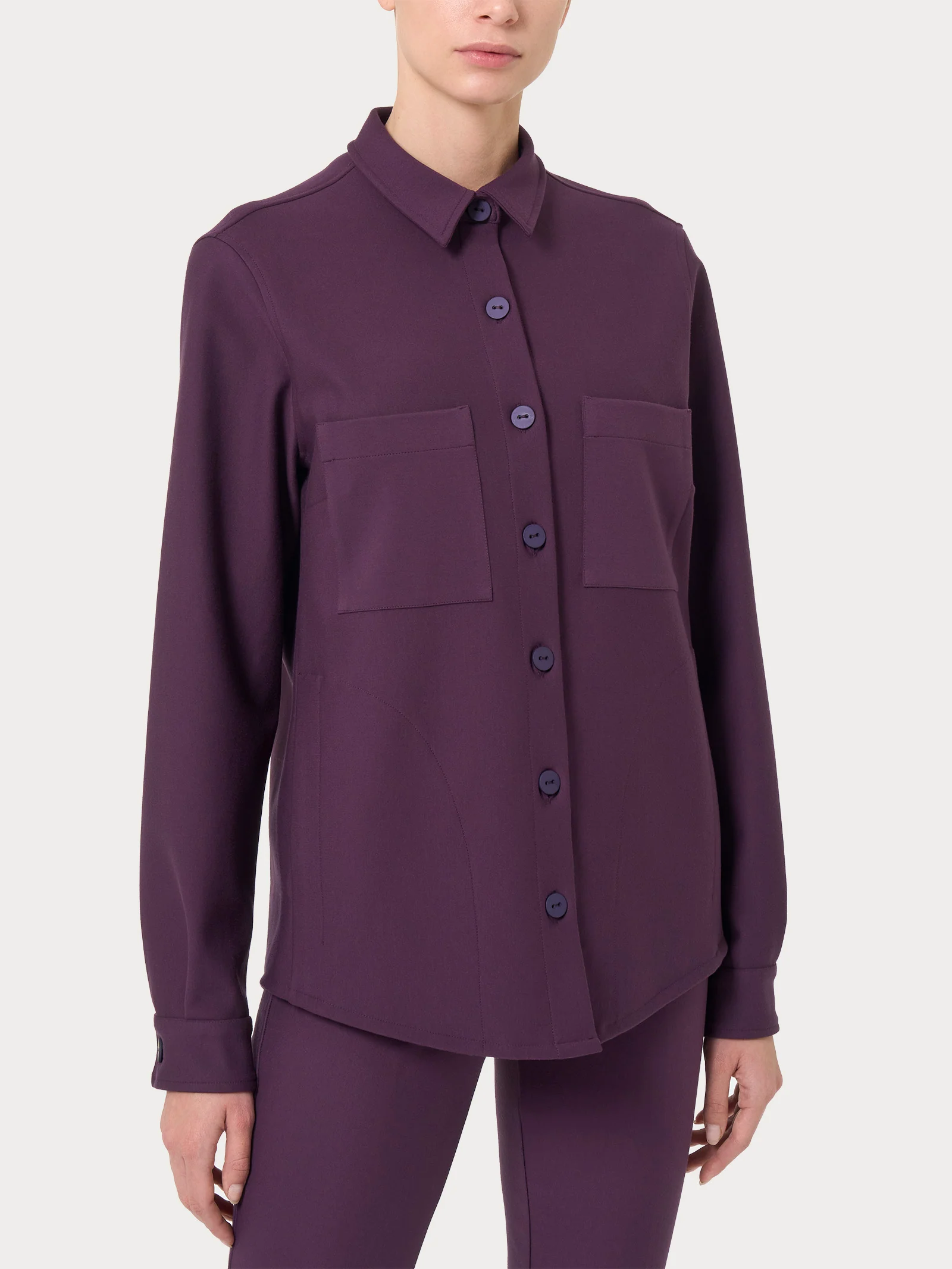 Shacket in tessuto Compact - Plum Perfect