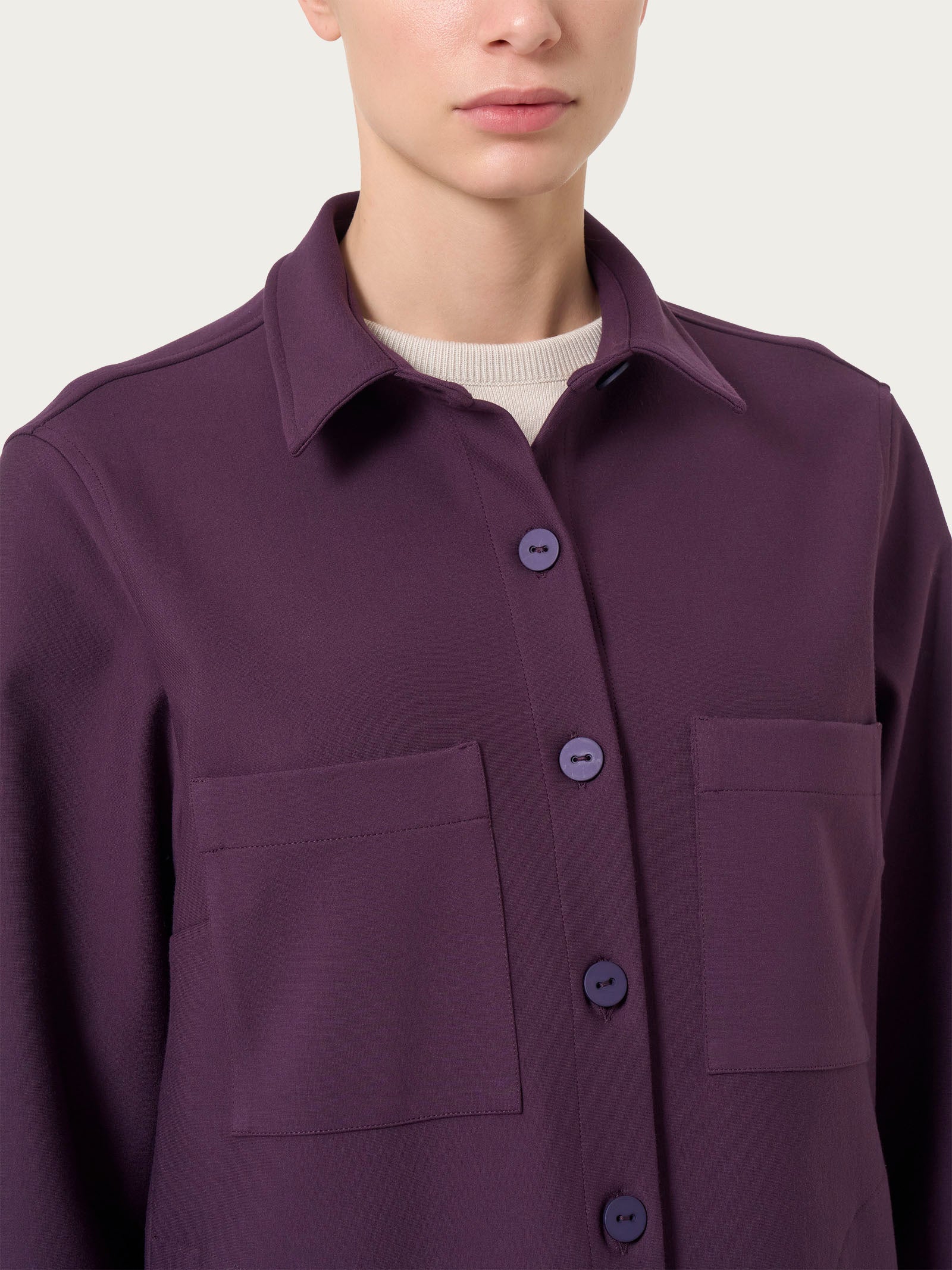 Shacket in tessuto Compact - Plum Perfect - Image 3