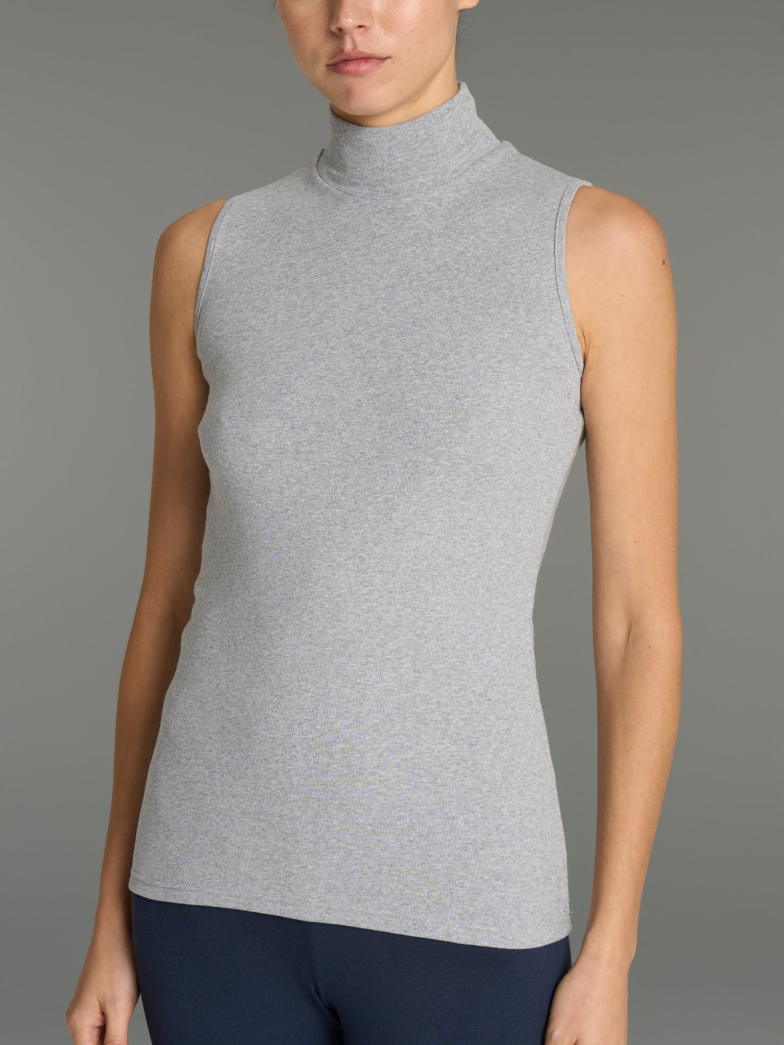 Smanicato a collo alto in Thermo Cotton - Argento Mel.