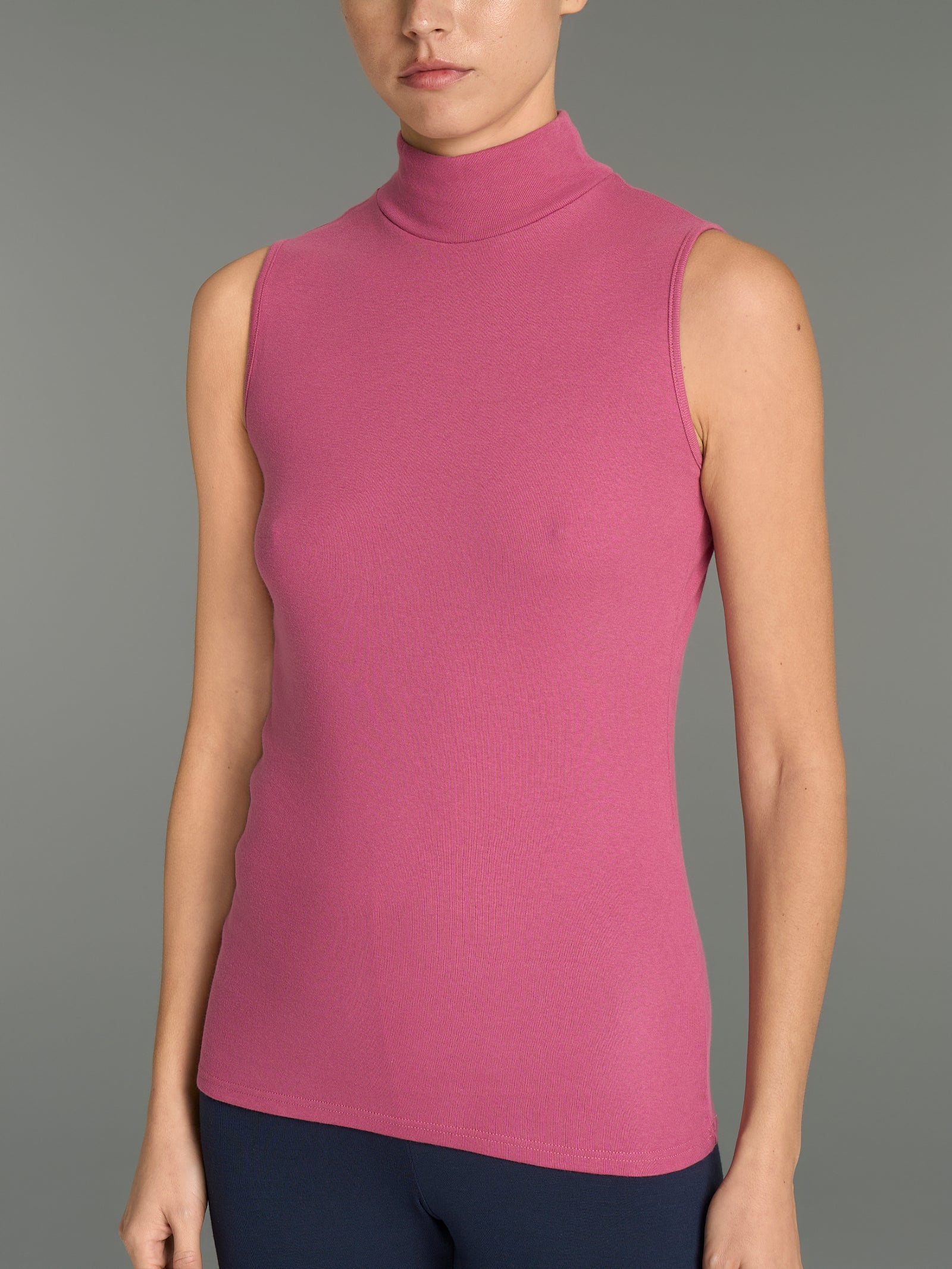 Smanicato a collo alto in Thermo Cotton - Red Violet