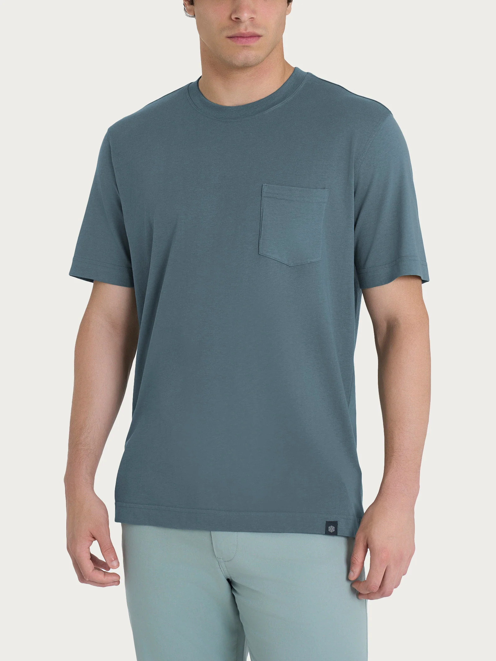 T-shirt girocollo con taschino in jersey di cotone - Stormy Weather