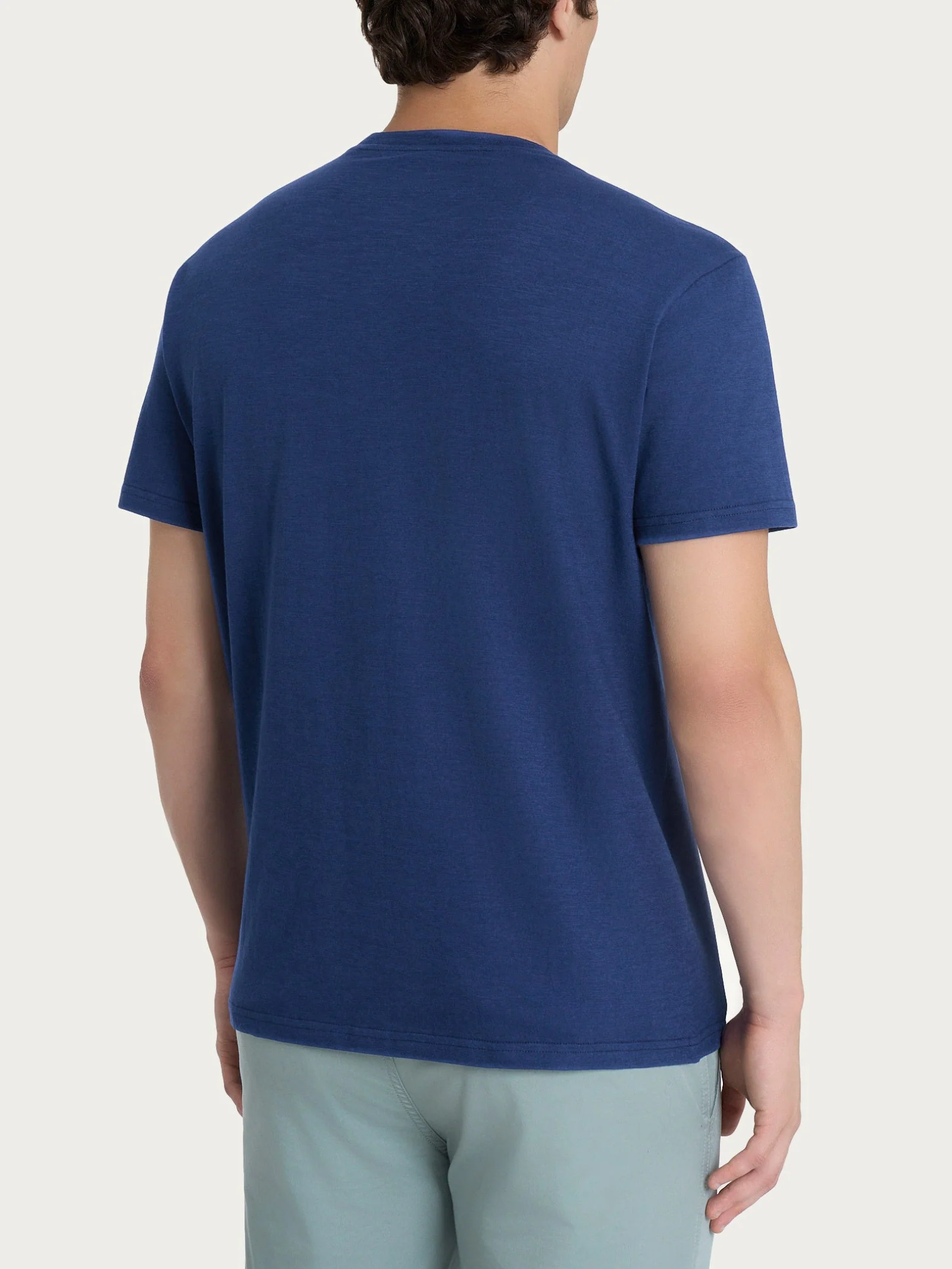 T-shirt girocollo con taschino in slub jersey di cotone - Oceana - Image 2
