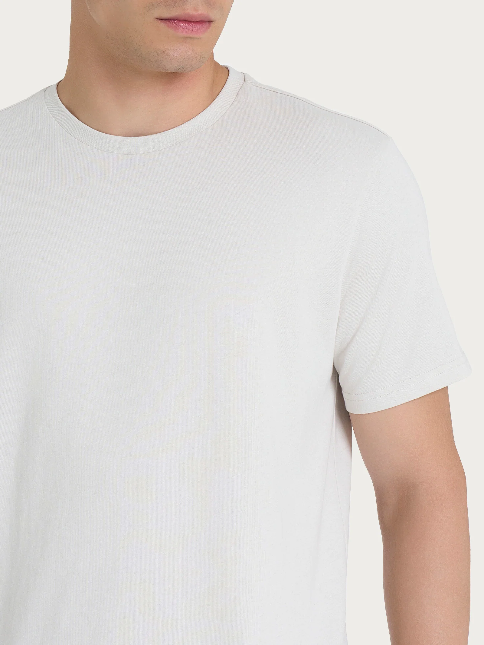 T-shirt girocollo in jersey di cotone - Champignon - Image 4