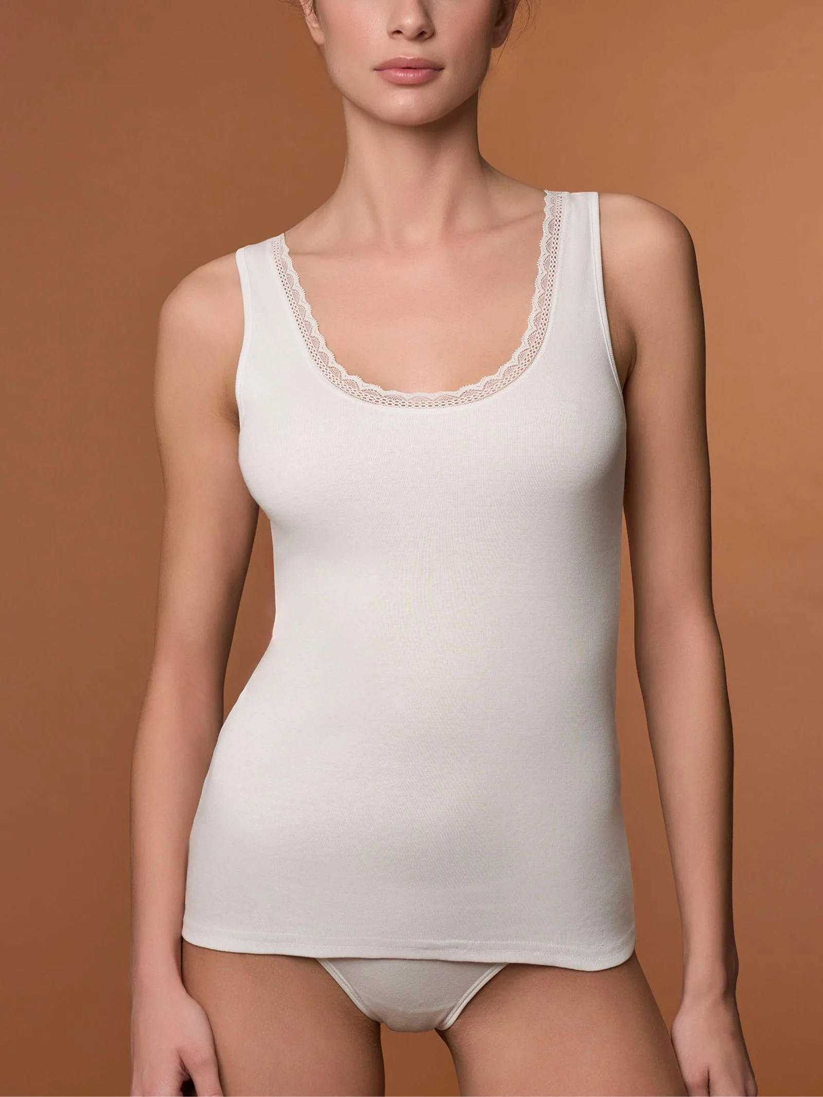 Thermo Cotton - Canottiera a spalla larga in caldo cotone - Nero - Image 2