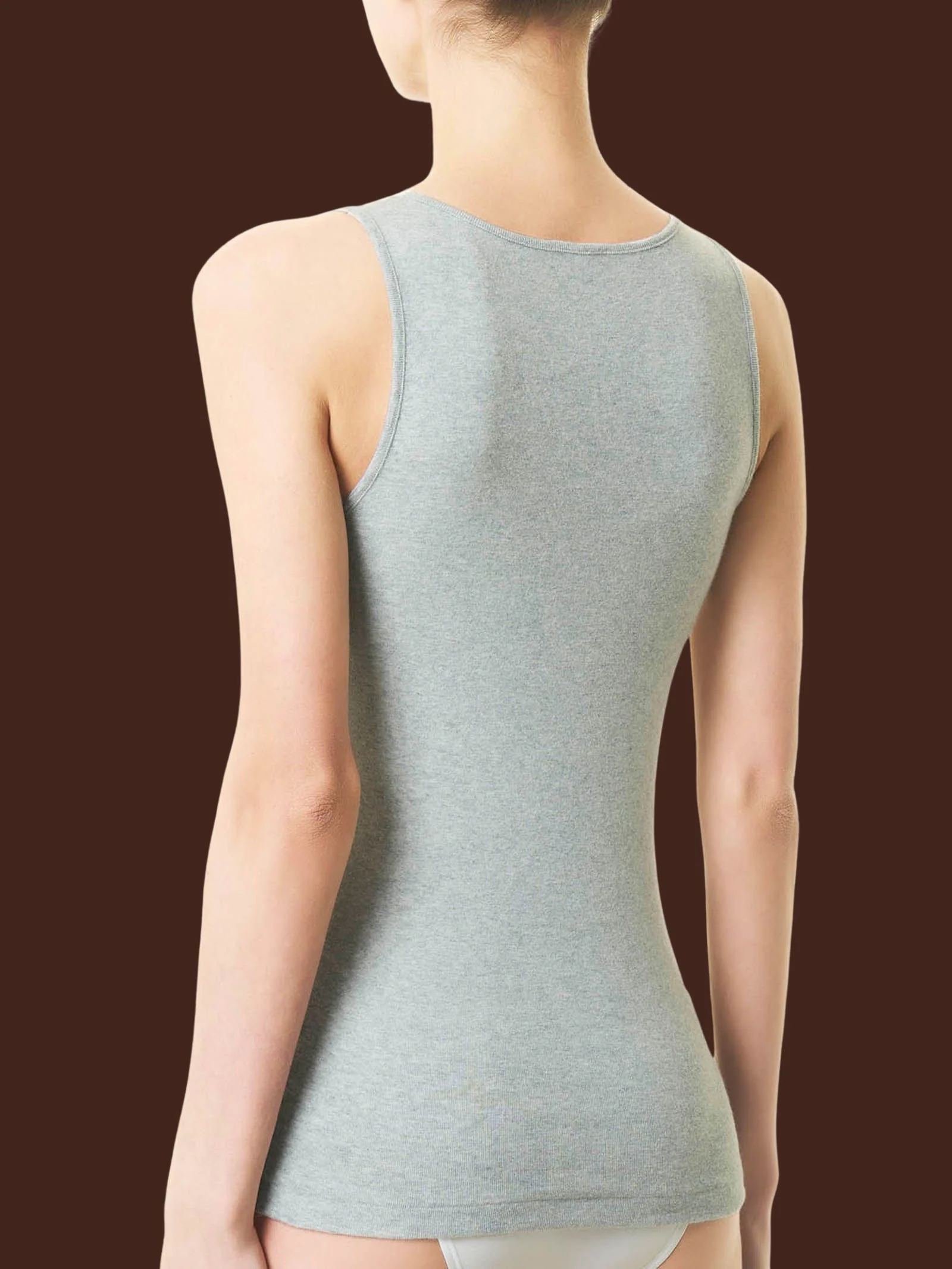 Thermo Cotton - Canottiera a spalla larga in caldo cotone - Argento Mel. - Image 2