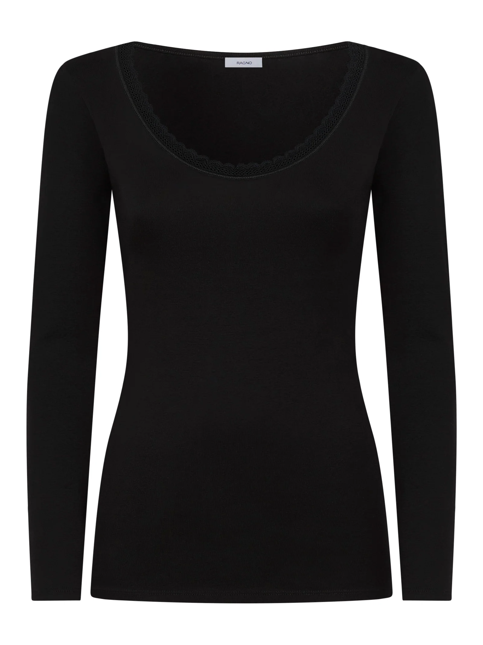 Thermo Cotton - Maglietta girocollo a manica lunga in caldo cotone - Nero
