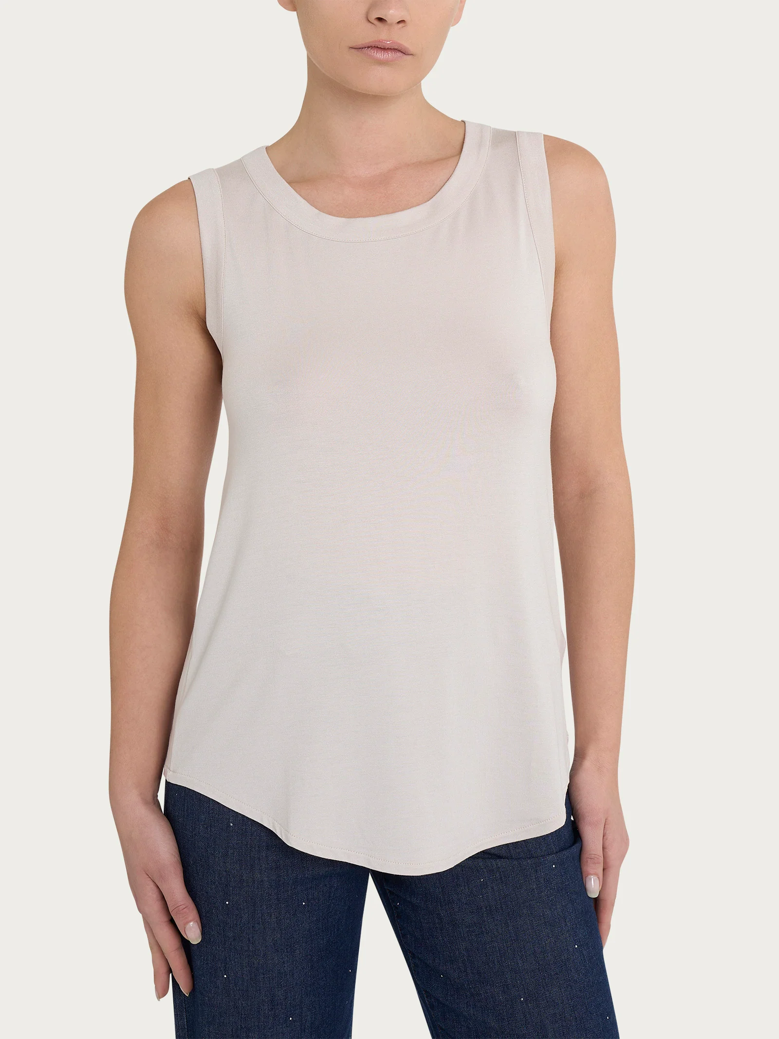 Top a spalla larga in Viscosa Summer - Champignon