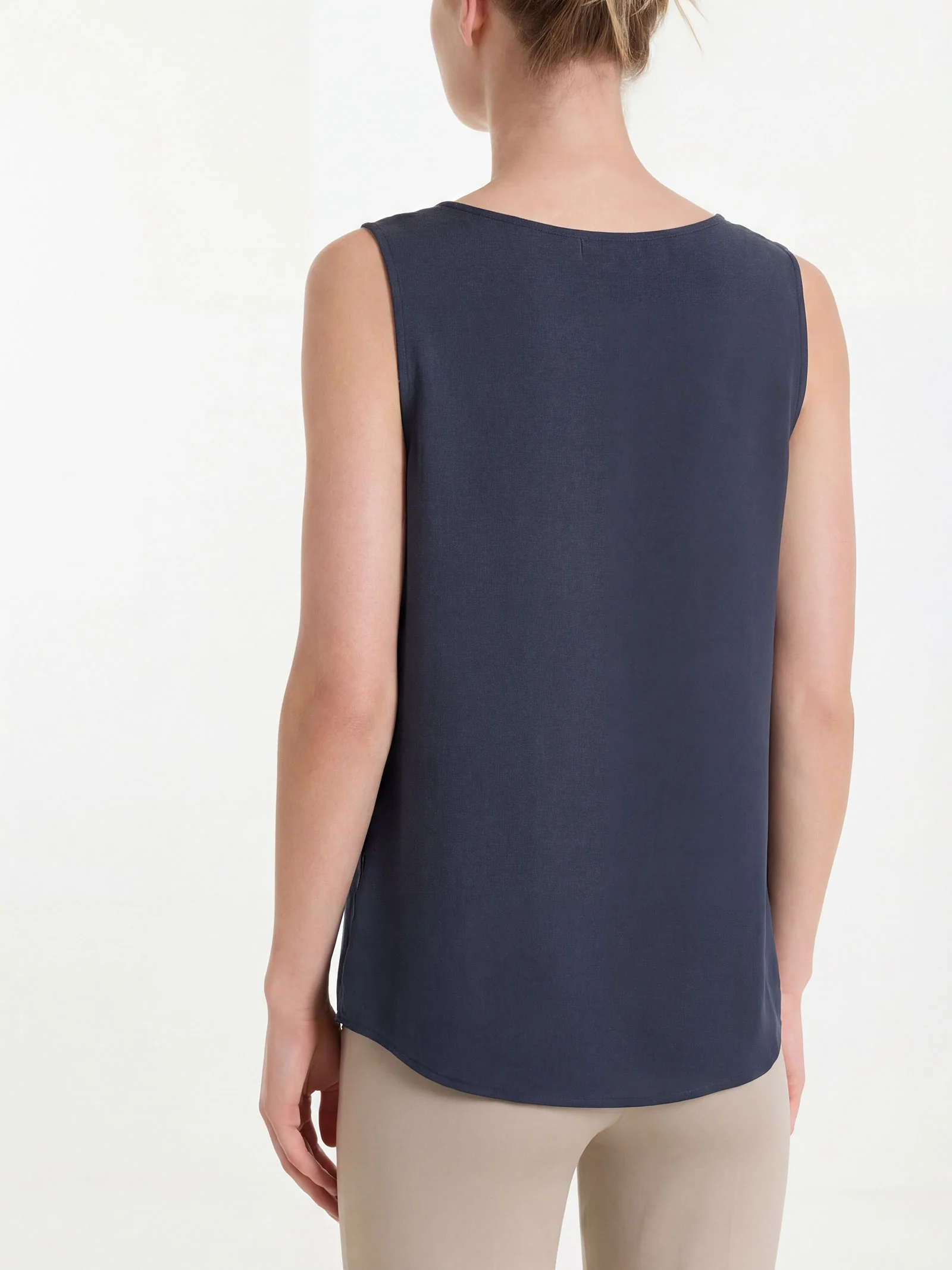 Top con spalla larga in Voile Stretch - Bleu - Image 2