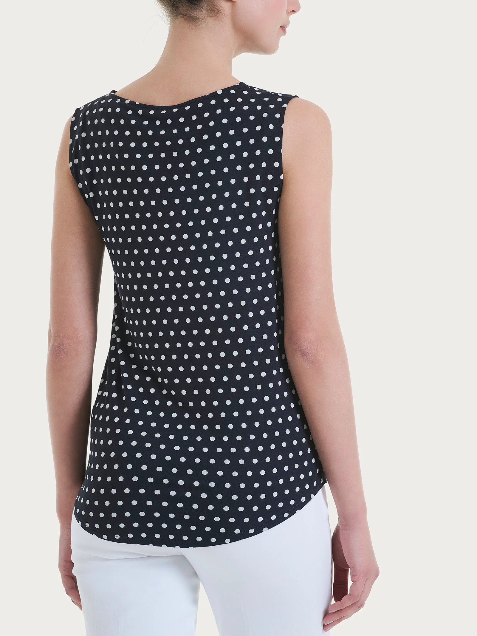 Top smanicato con dots in Viscosa Summer - Fant.Bleu - Image 2