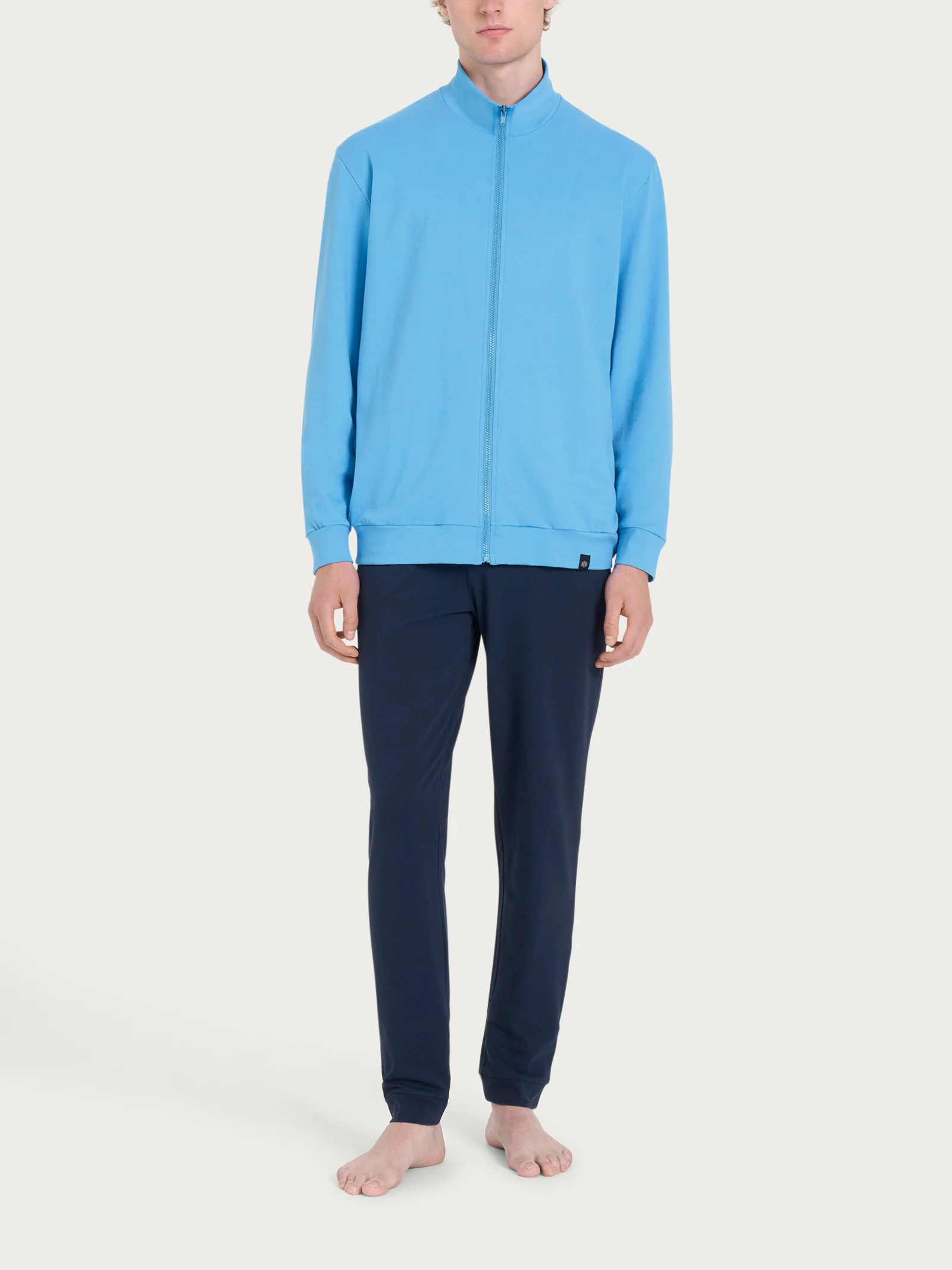 Tuta aperta in Eco Cotton Piquet Stretch - Fant. Azure Blue