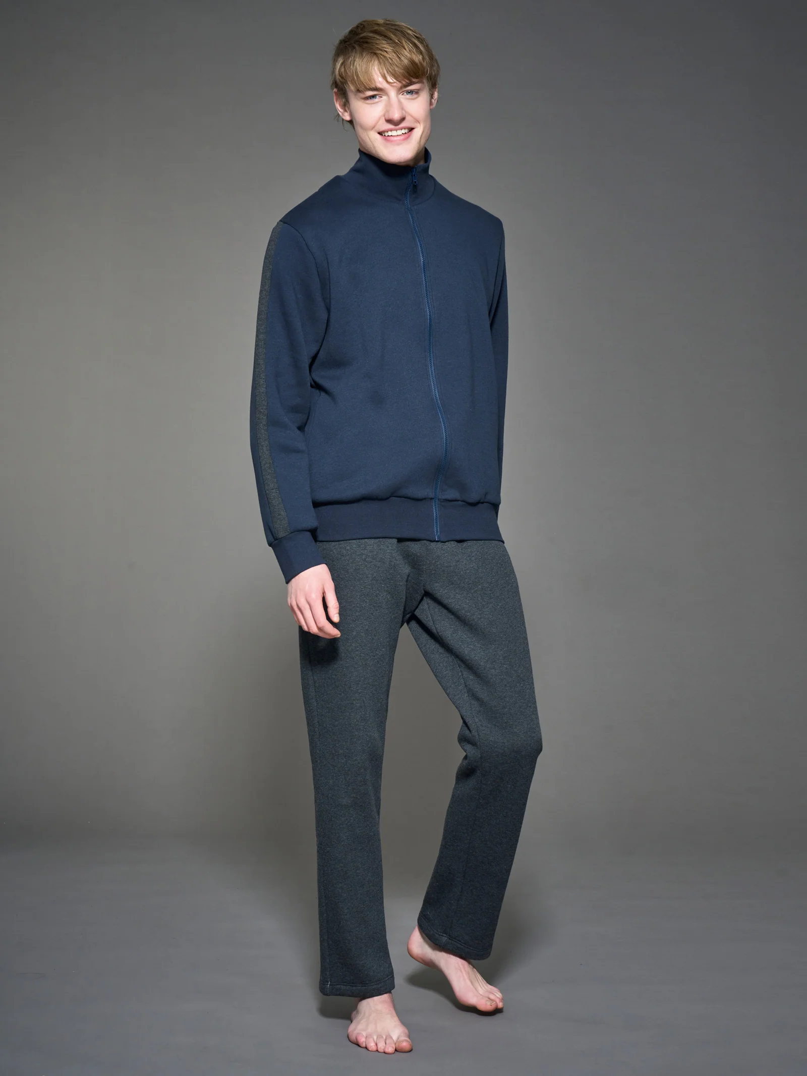Tuta felpata collo alto in morbido misto cotone - Fant. Navy Blazer