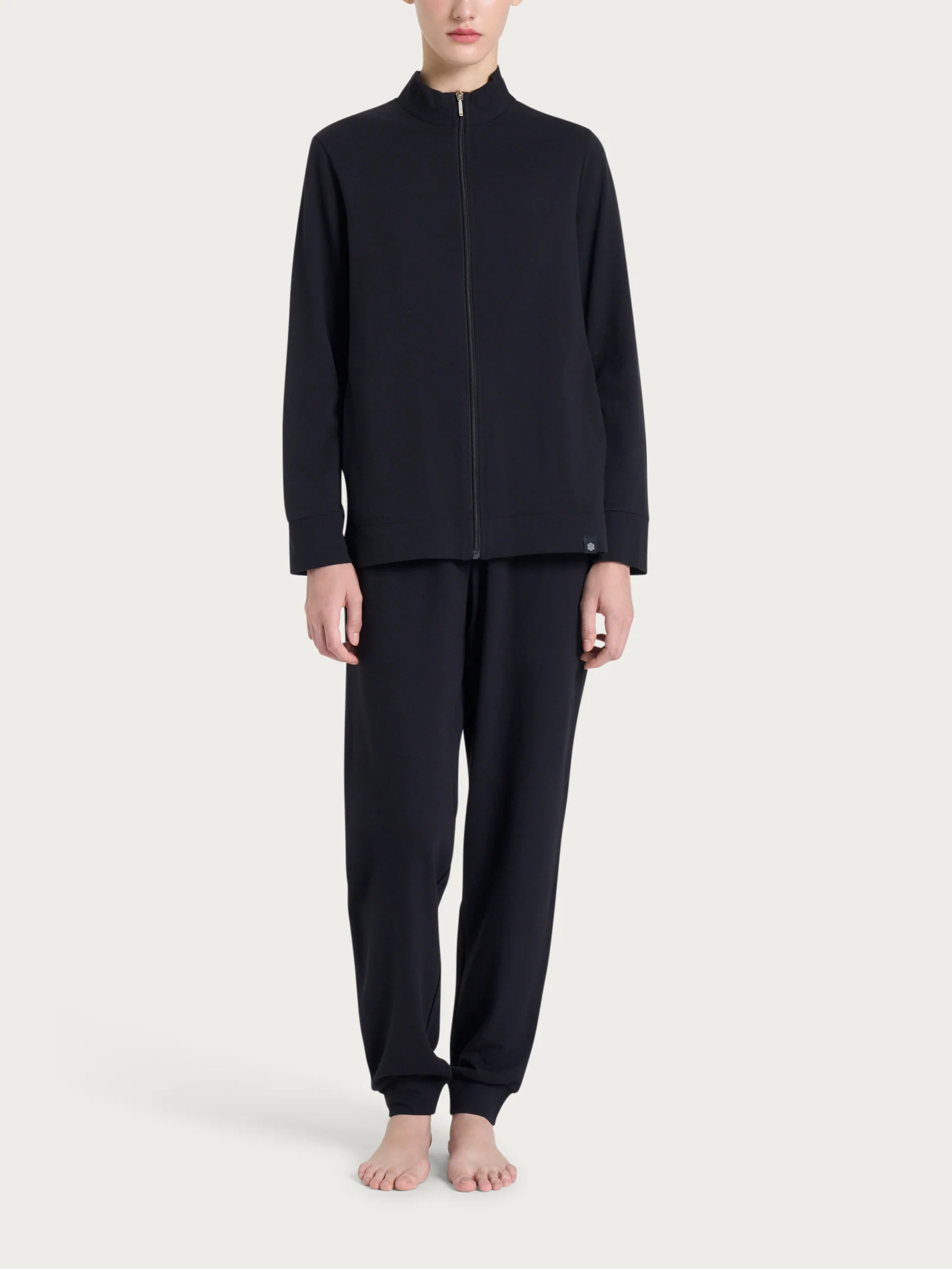 Tuta in Eco Cotton Piquet Stretch - Nero
