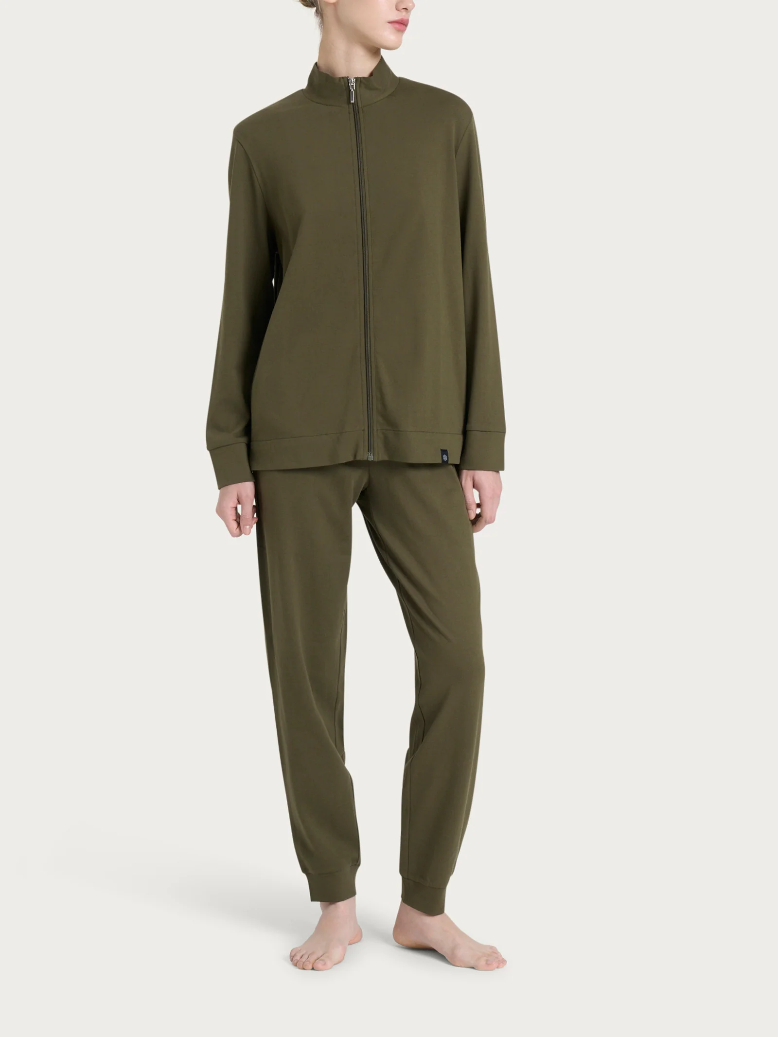 Tuta in Eco Cotton Piquet Stretch - Dark Olive