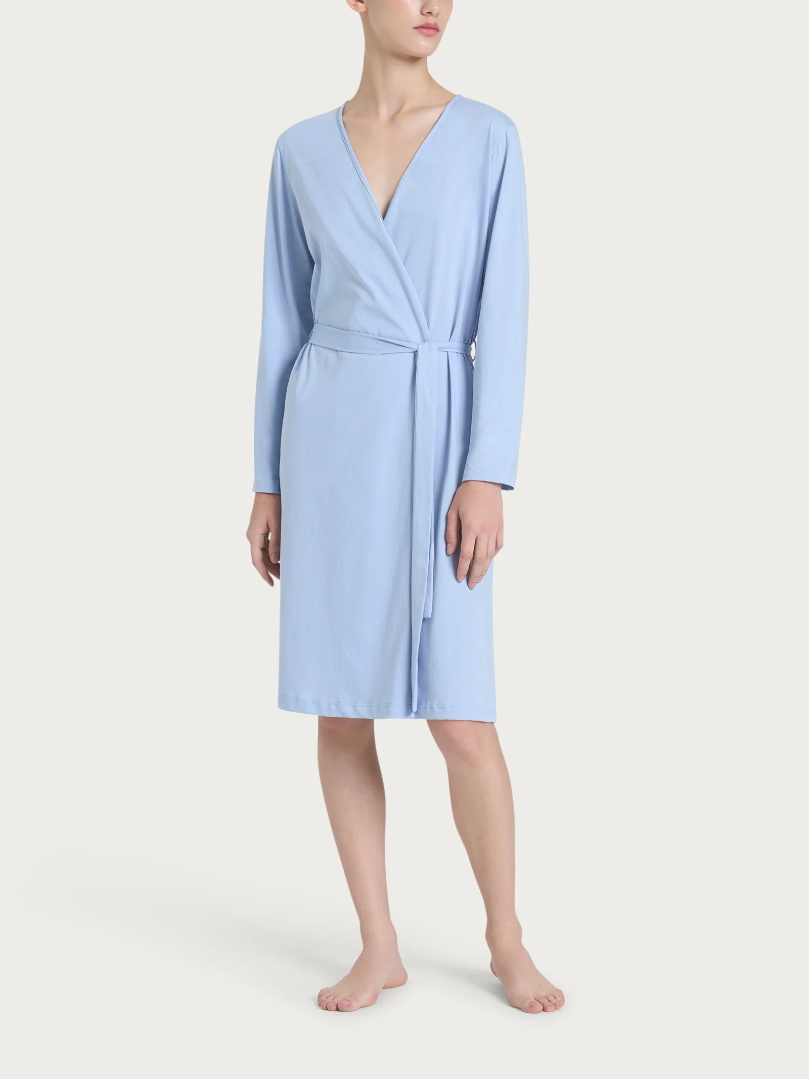 Vestaglia al ginocchio in Jersey di cotone - Brunnera Blue