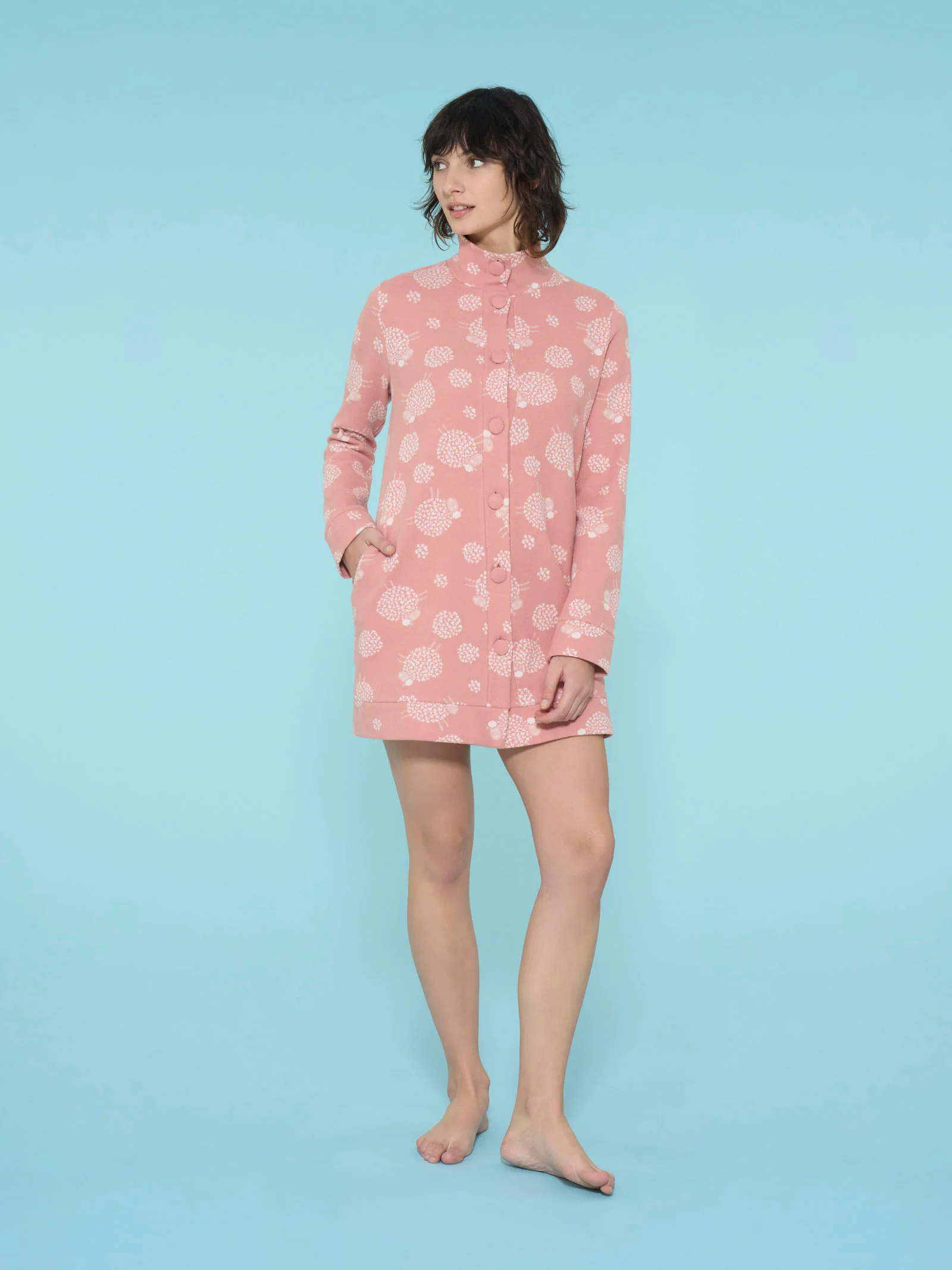 Vestaglia con collo alto in Cotton Eco Pile - Fant.Pesco