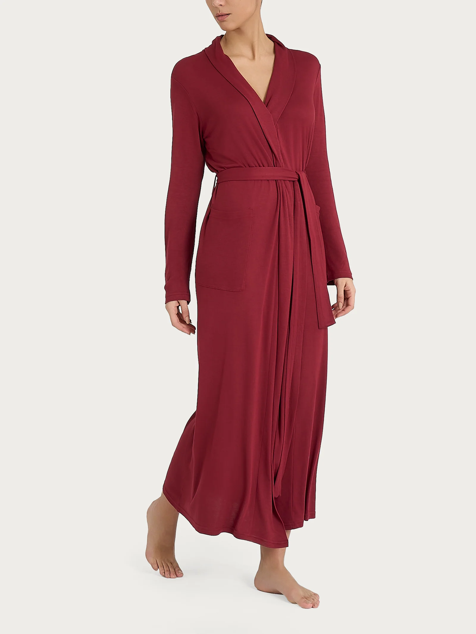 Vestaglia lunga in interlock micromodal - Tibetan Red