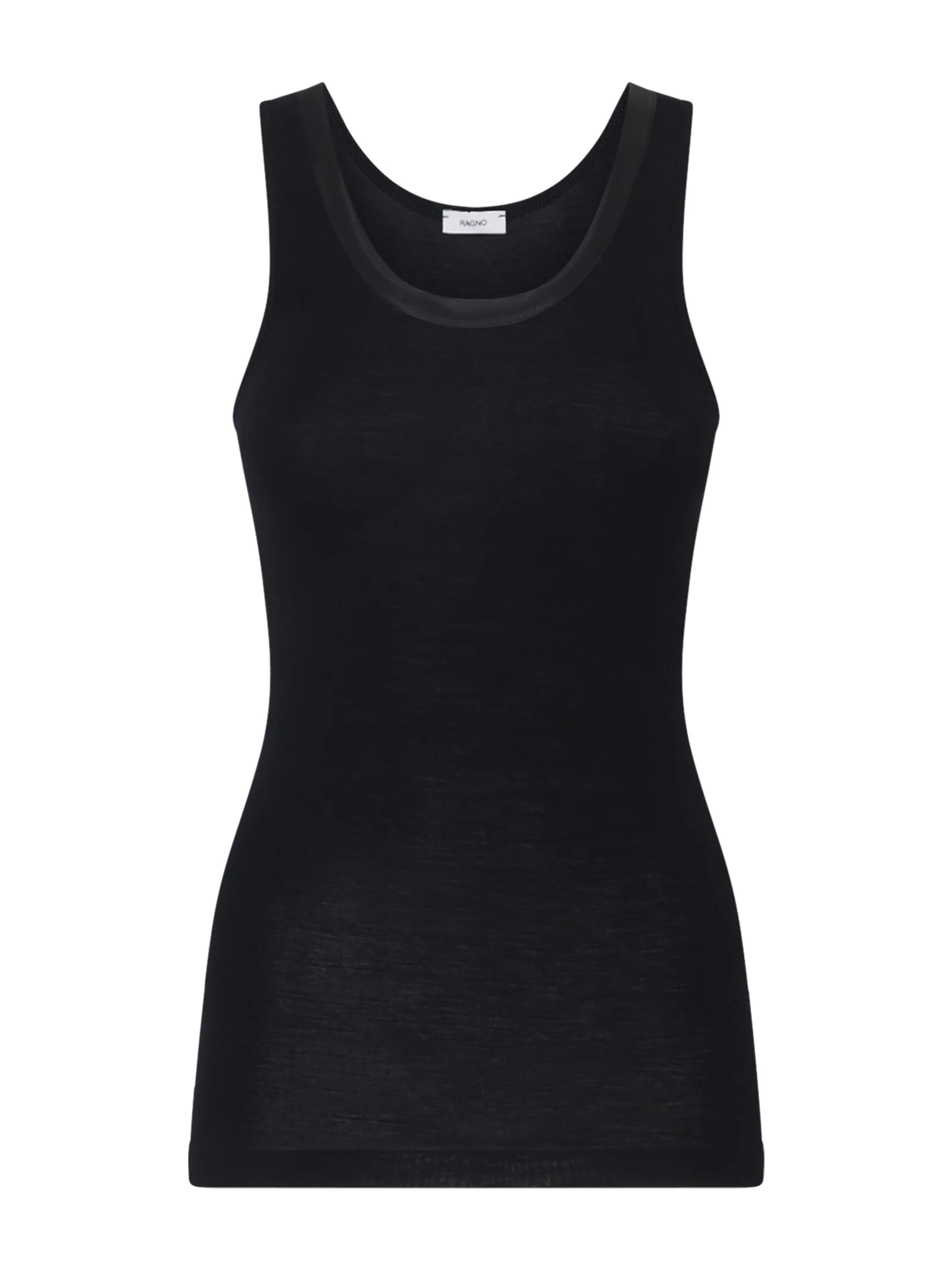 Wonderwool - Canottiera in lana ultrafine con profili in raso - Nero
