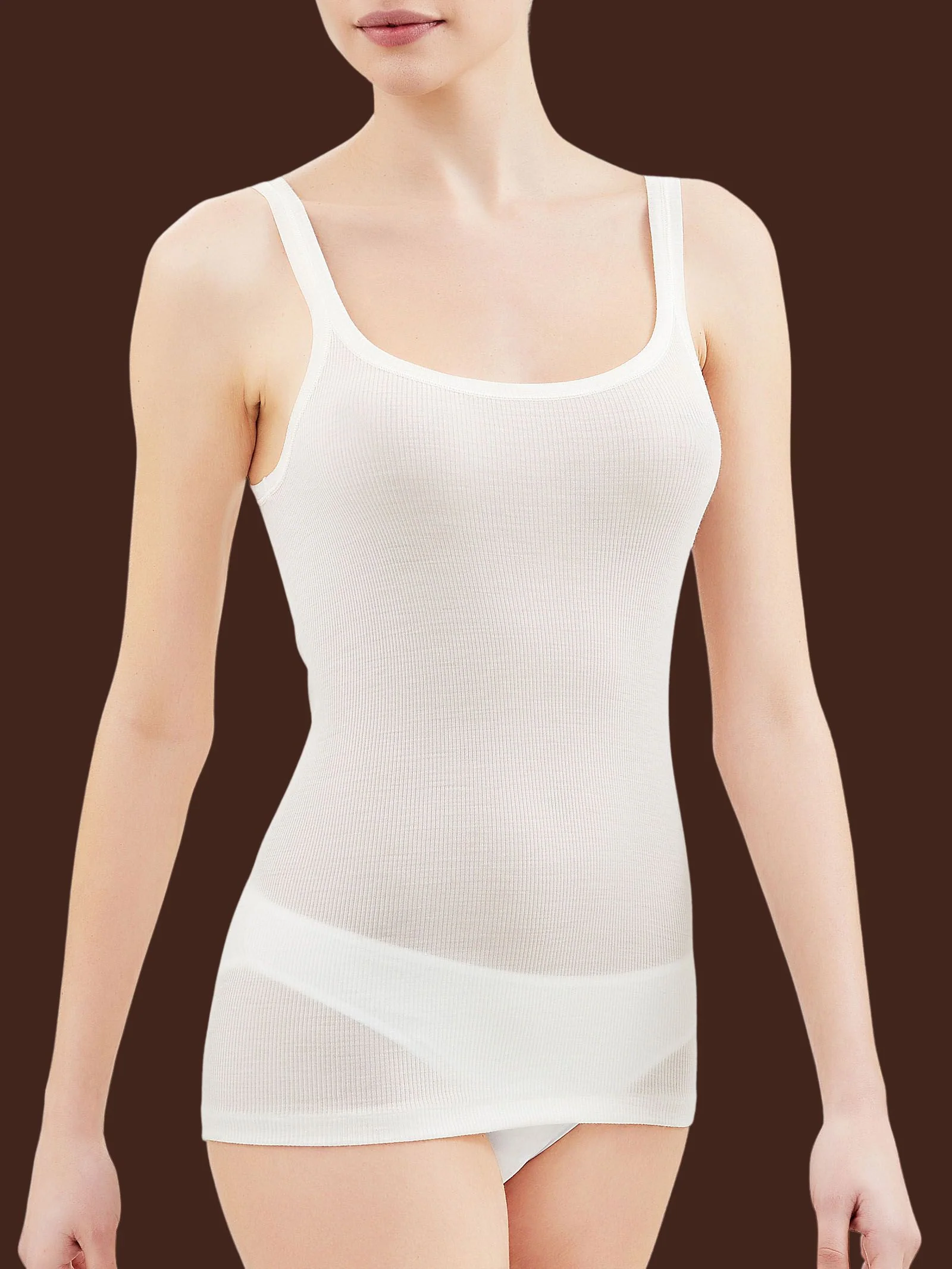 Wonderwool - Top in costina di lana ultrafine - B.co Seta