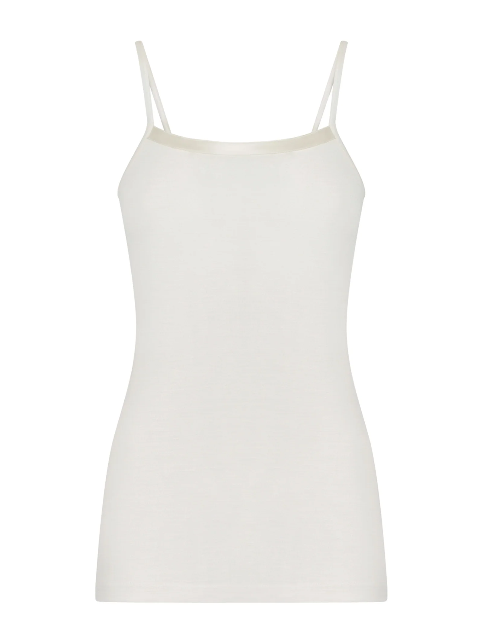 Wonderwool - Top in lana ultrafine con profili in raso - B.co Seta